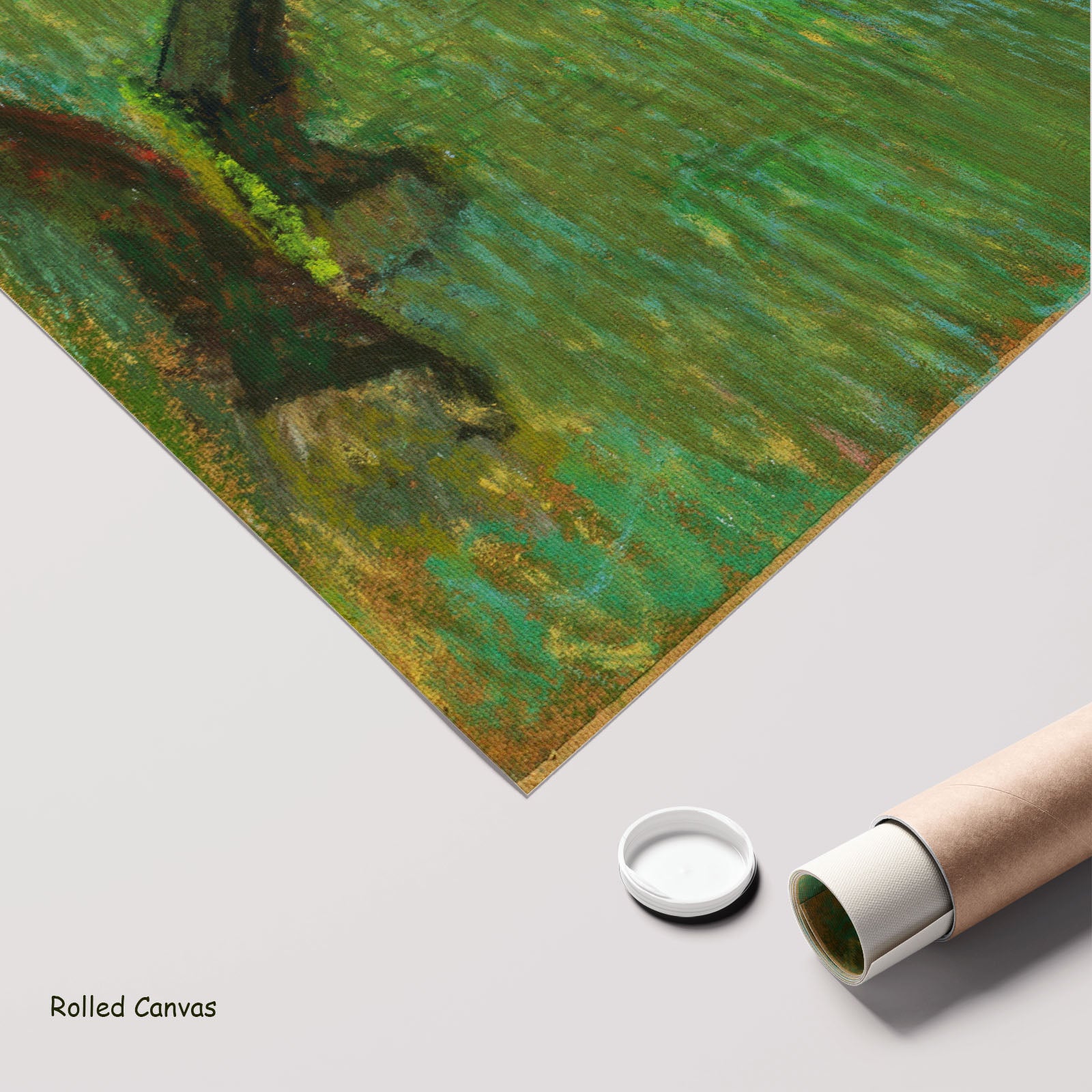 Before the Race by Edgar Degas as a large rolled green and brown Impressionist canvas print