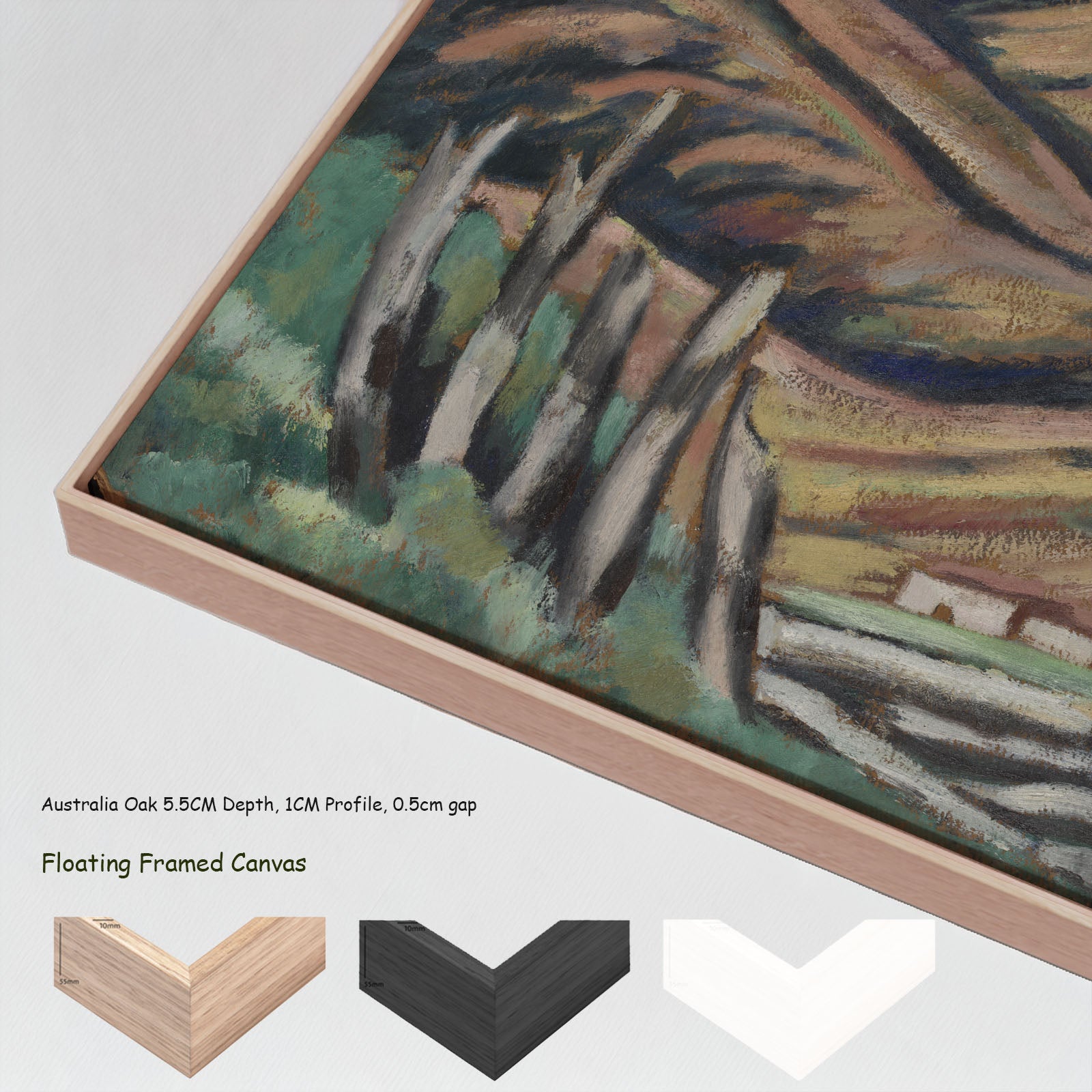 The Last of New England—The Beginning by Marsden Hartley in a floating frame, large brown and green Modern Abstract canvas pr