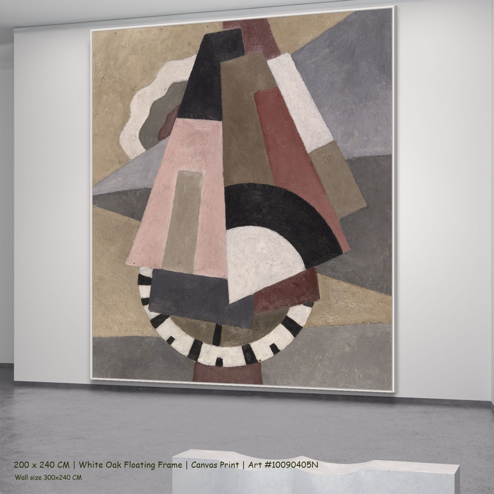 Provincetown by Marsden Hartley in a white oak floating frame, large pink and grey Cubist Abstract canvas