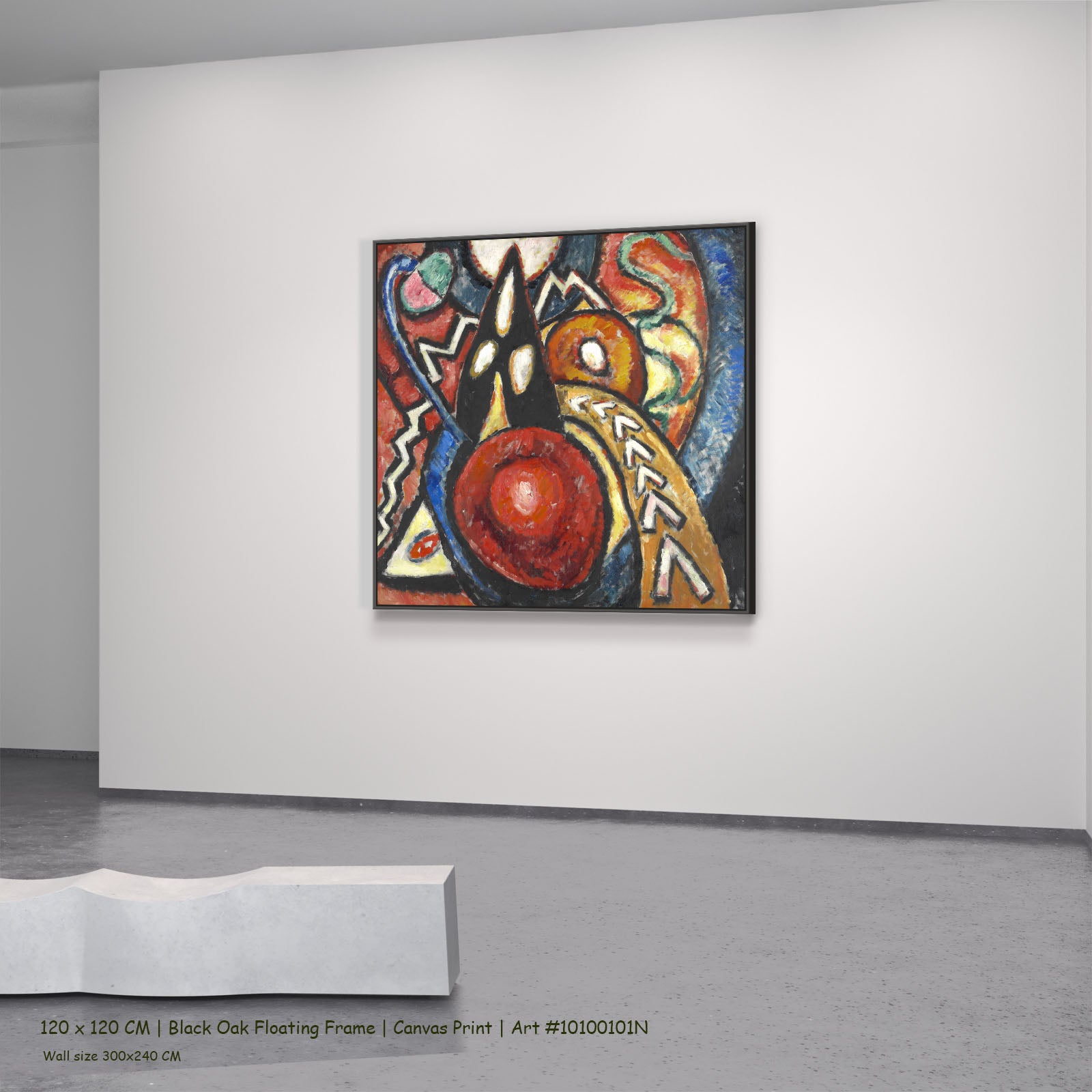 Movement by Marsden Hartley in a black oak floating frame, large red and orange Expressionist Abstract canvas