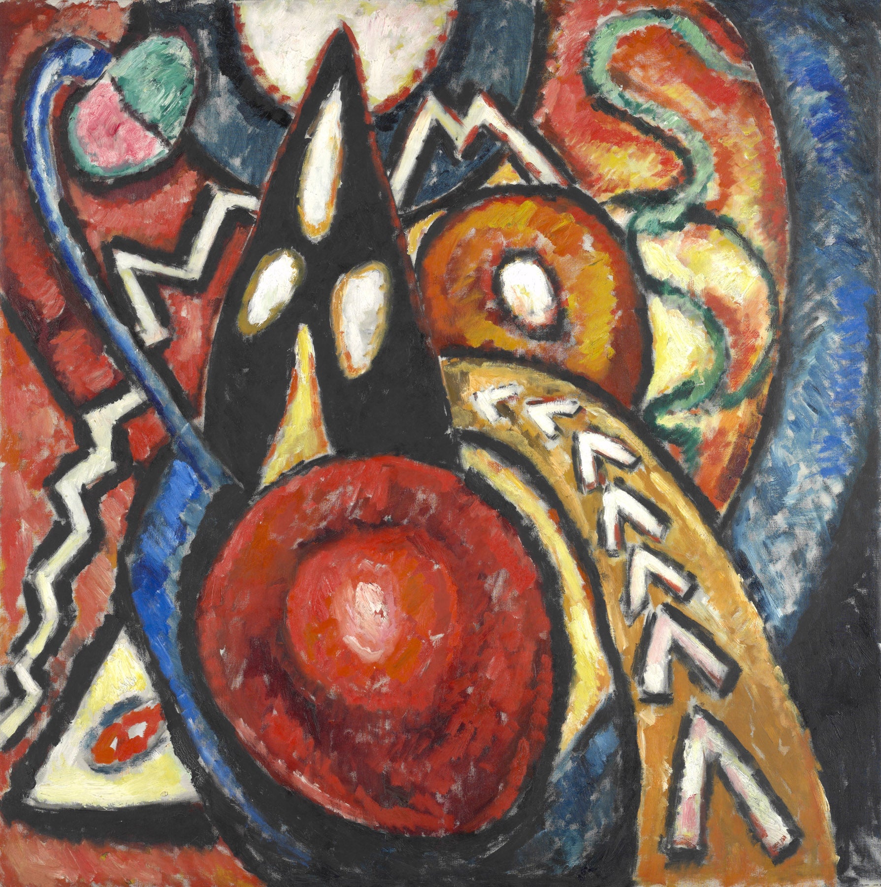 Large red and orange Expressionist Abstract canvas print of Movement by Marsden Hartley