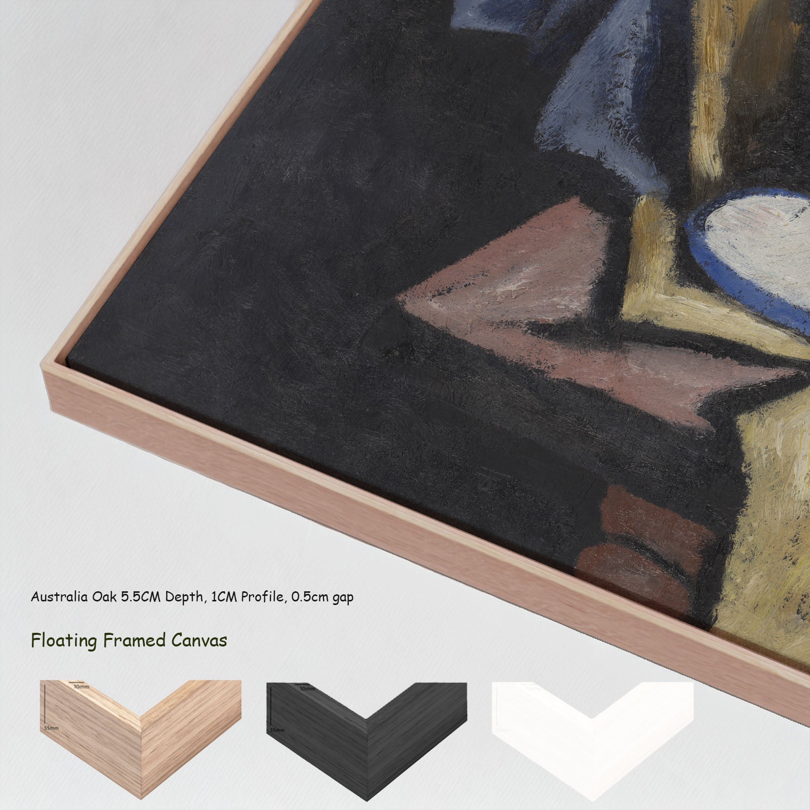 Still Life No. 15 by Marsden Hartley in a floating frame, large gold and brown Modern Abstract canvas print