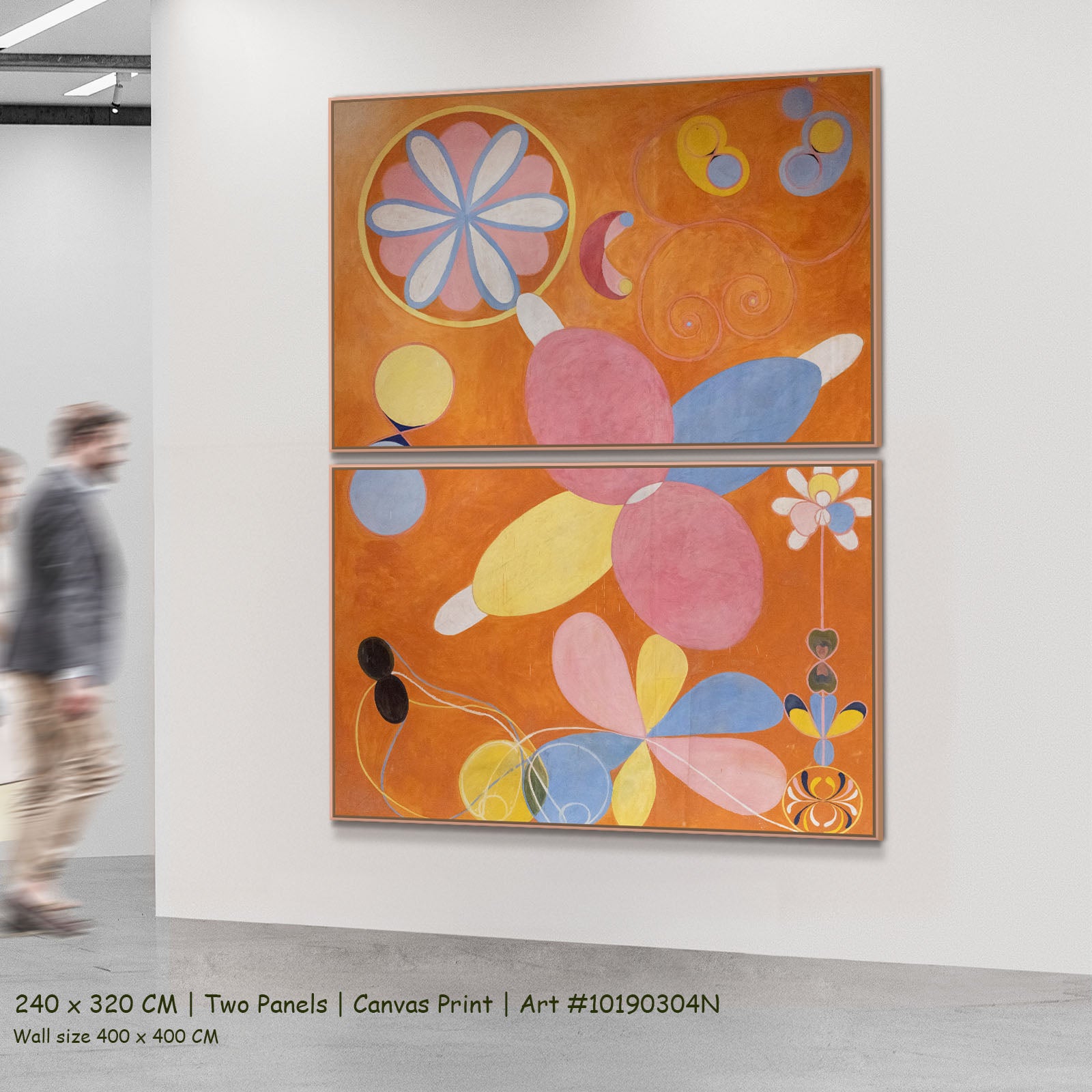 The Ten Largest, No. 4, Youth by Hilma af Klint as a large two-panel orange and pink Abstract canvas set