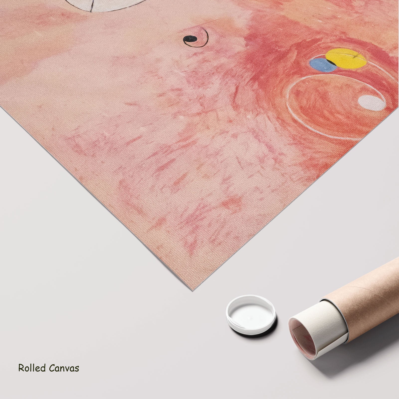 The Ten Largest, No. 9, Old by Hilma af Klint as a large rolled pink and white Abstract canvas print