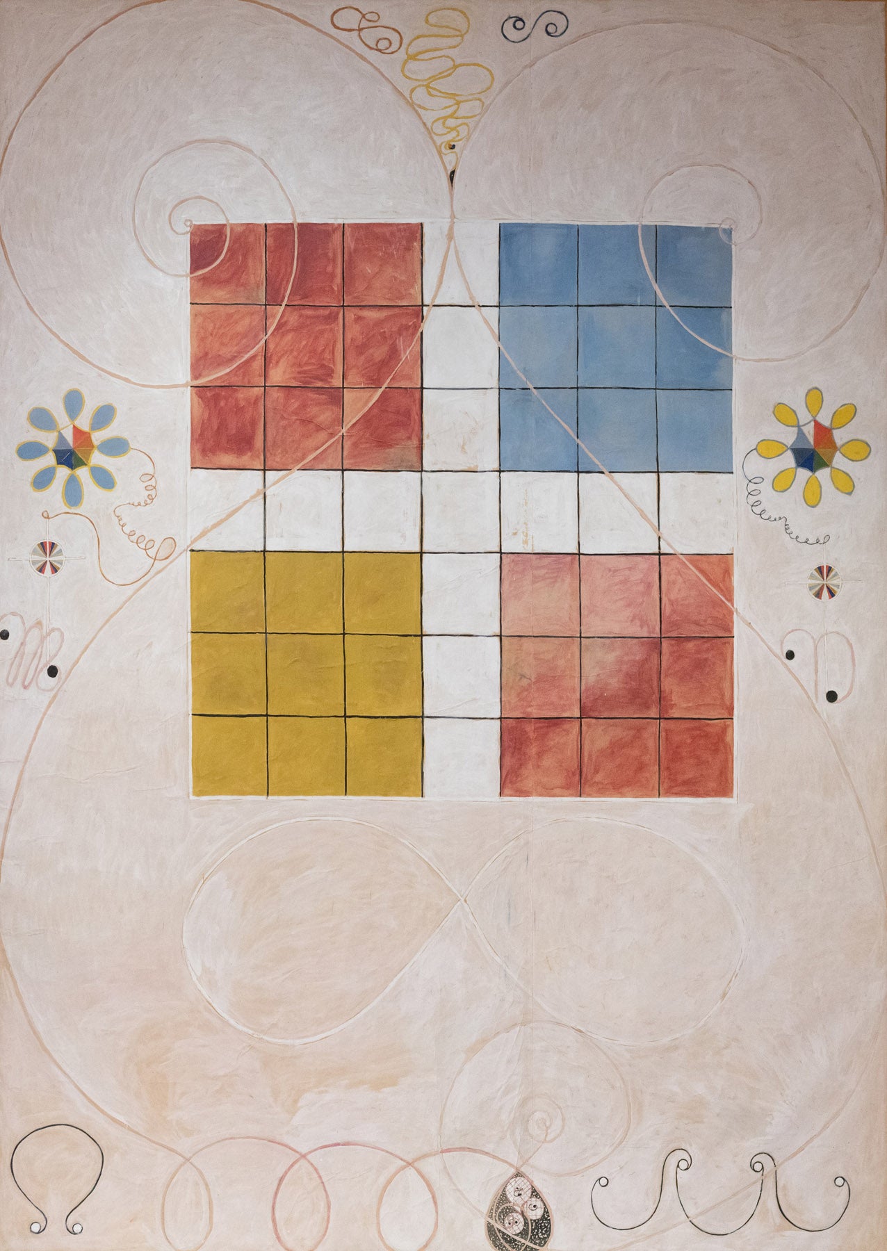 Large red and gold Geometric Abstract canvas print of The Ten Largest, No. 10, Old by Hilma af Klint