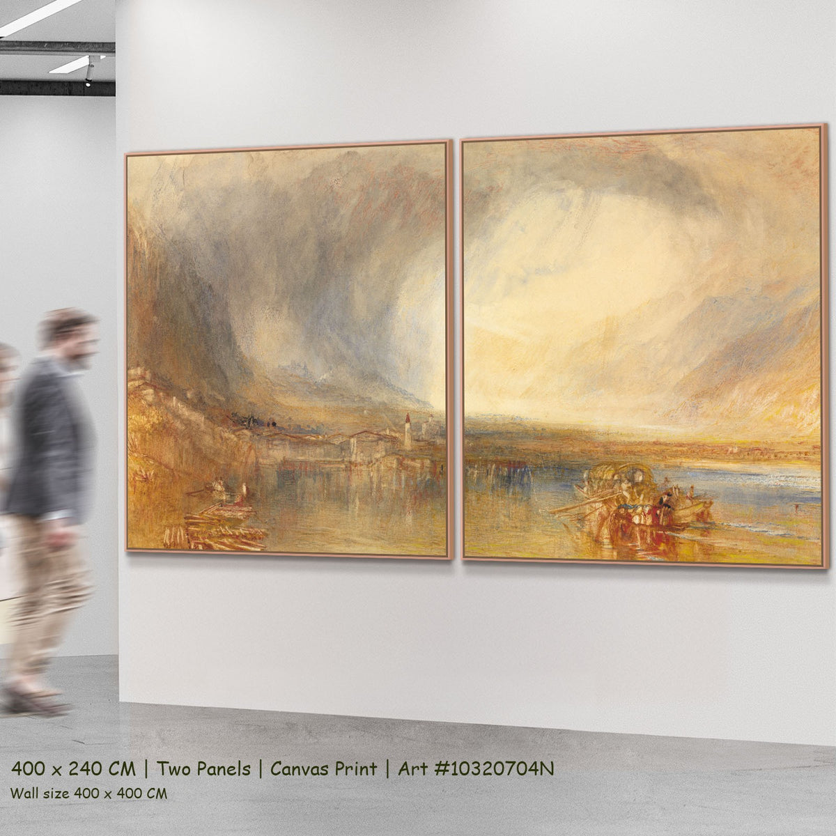 Flüelen, from the Lake of Lucerne by J.M.W. Turner as a large two-panel gold and grey Landscape canvas set