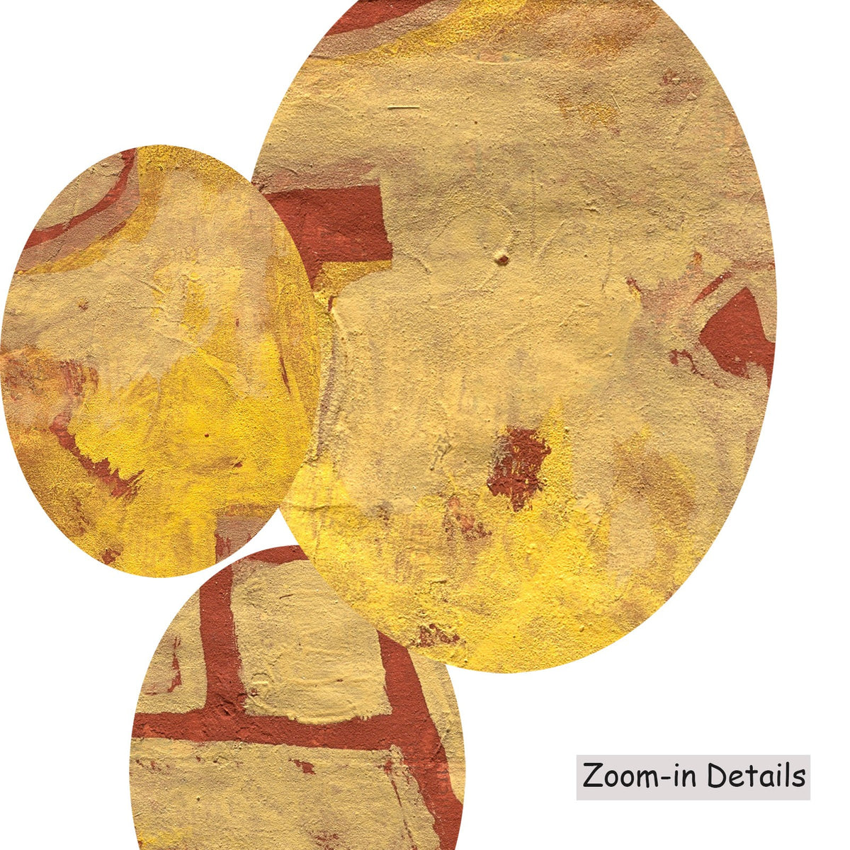Close-up detail of the brushwork on God of War, a large yellow and red Abstract canvas by Paul Klee