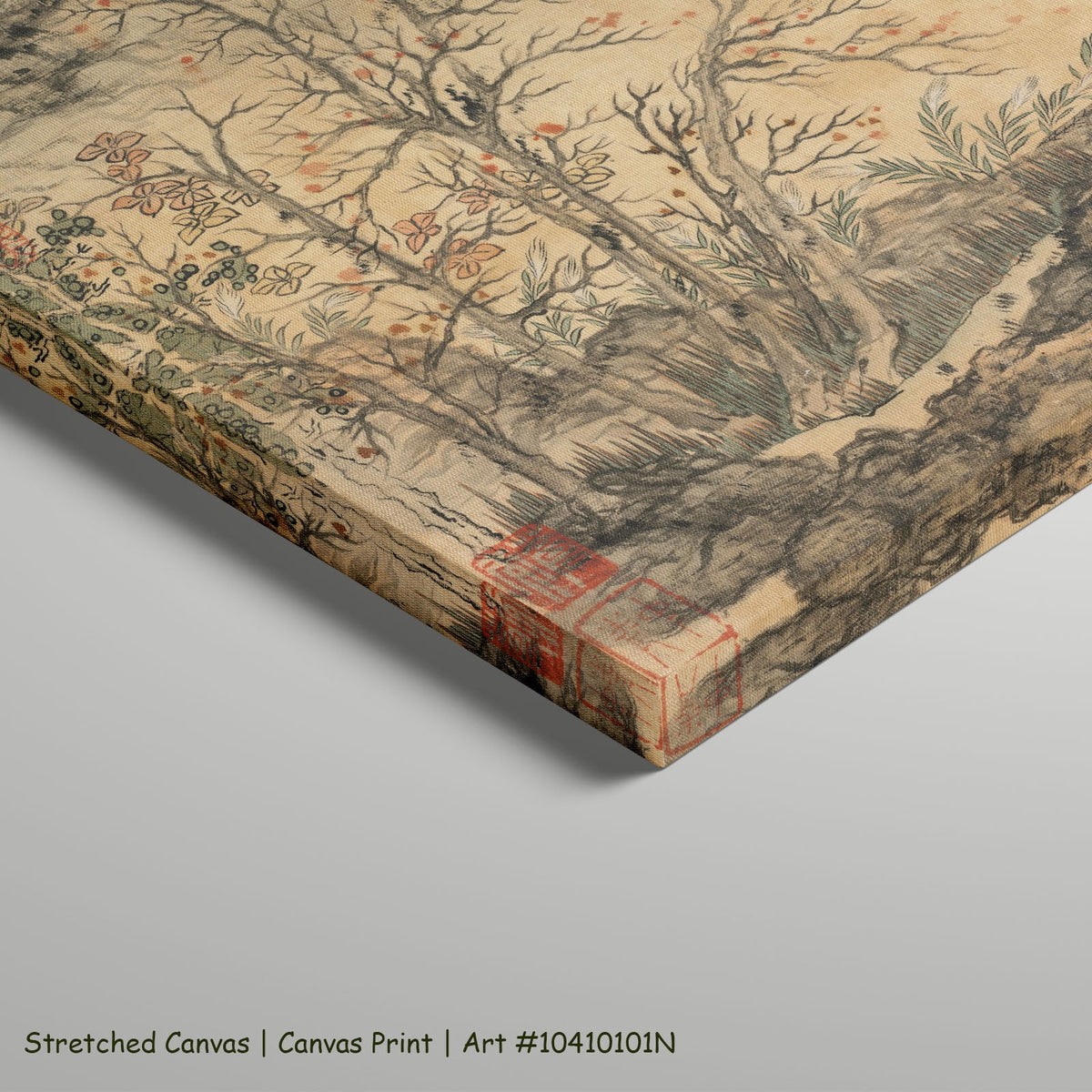 Autumn Landscape by Chen Hongshou as a large stretched gold and grey Landscape canvas print