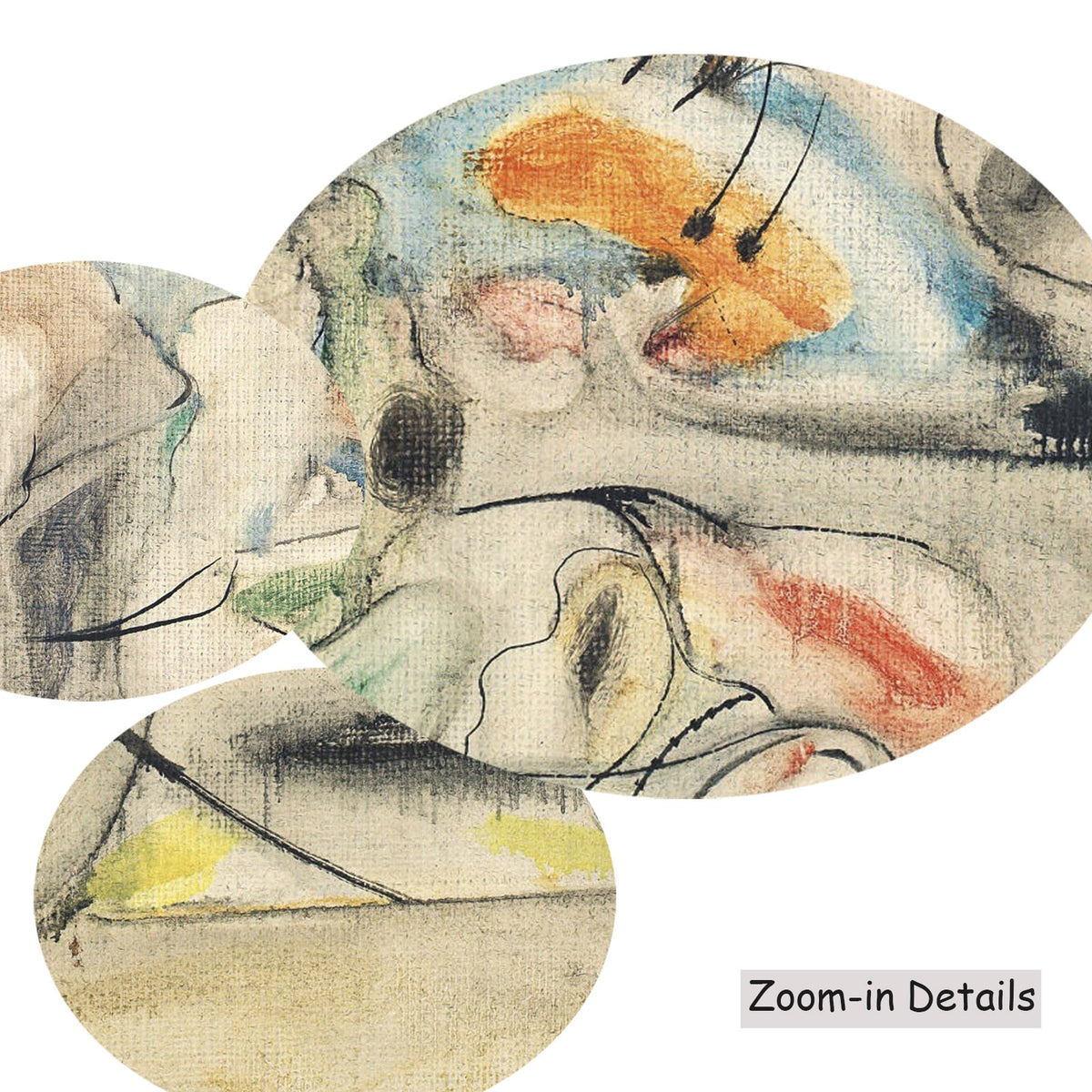 Close-up detail of the brushwork on Good Afternoon, Mrs. Lincoln, a large yellow and green Abstract canvas by Arshile Gorky