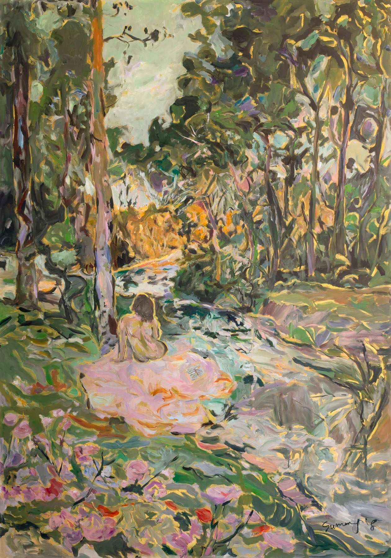 Stay, green, pink Limited Edition Print by Summer Jiang