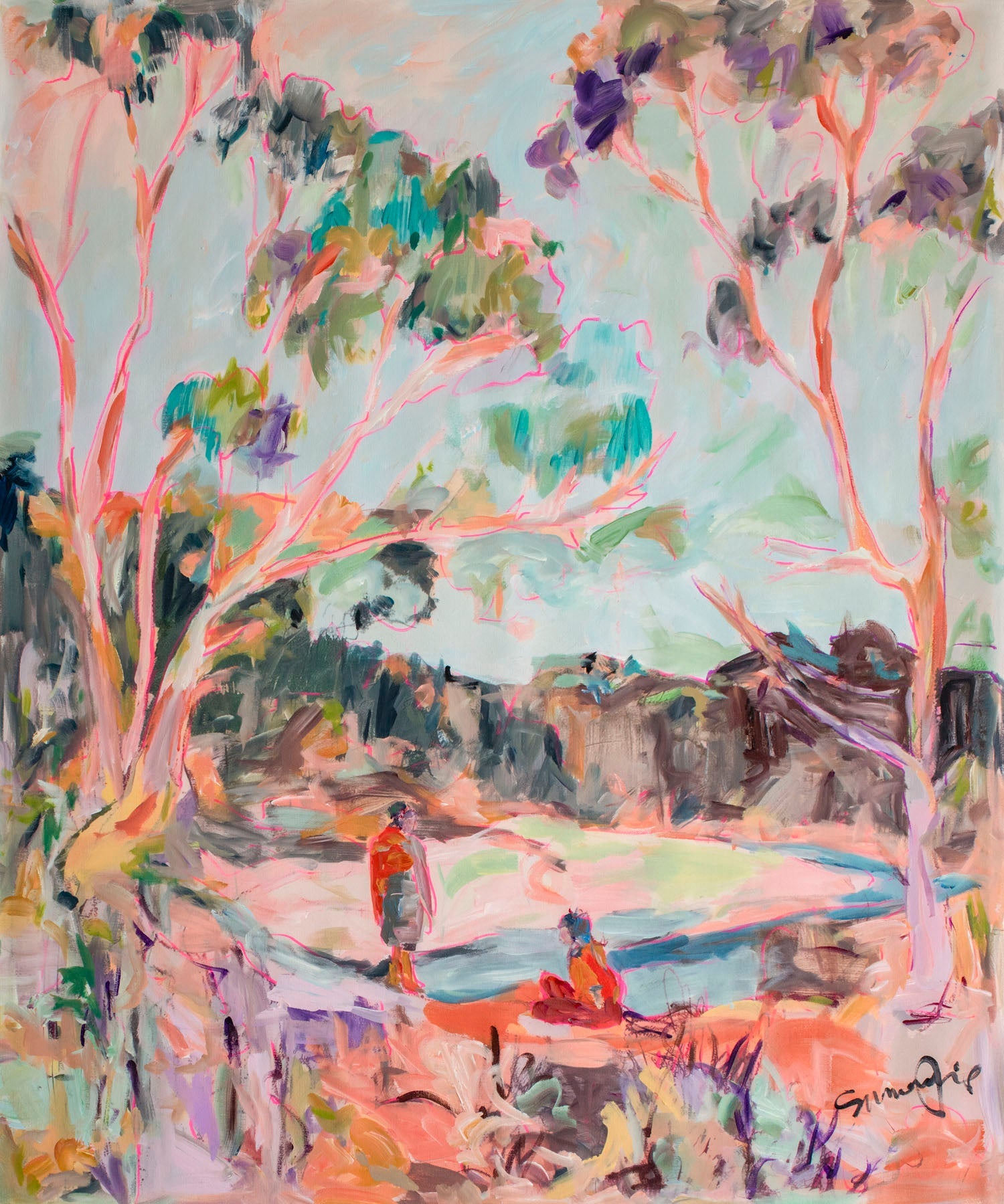 No words, pink, green, brown Limited Edition Print by Summer Jiang
