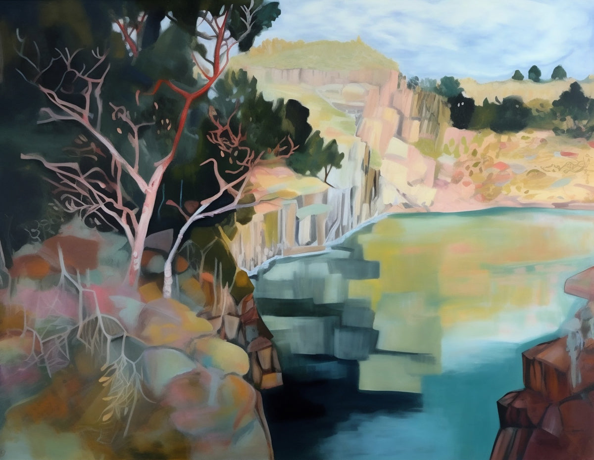Australian victoria landscape painting | Murray river — detail