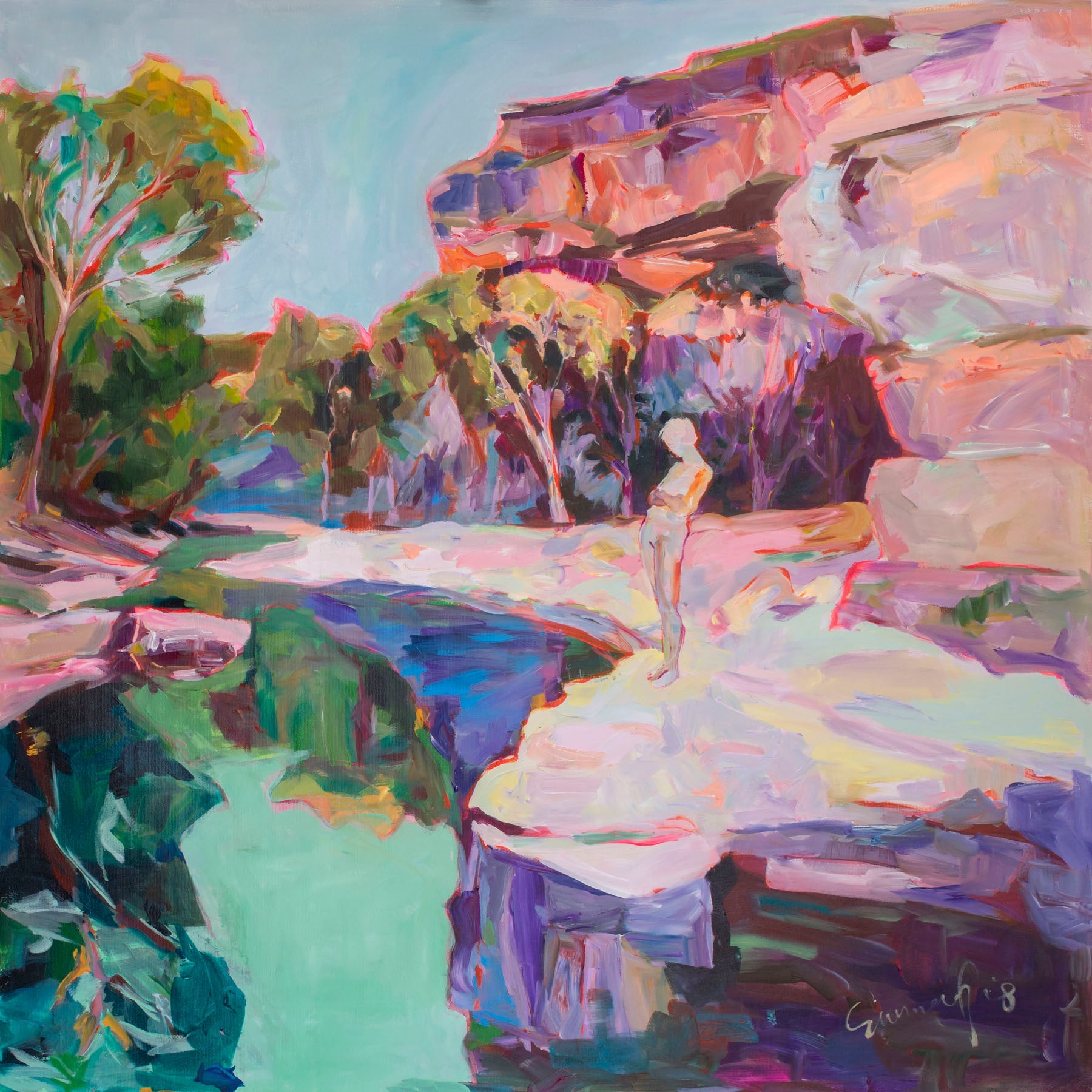 Contemplating, pink, green, blue Limited Edition Print by Summer Jiang