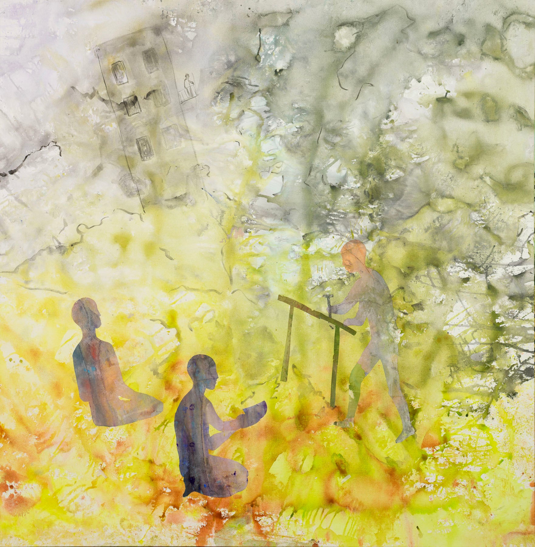 Between the Old and New, yellow, white, grey Limited Edition Print by Summer Jiang