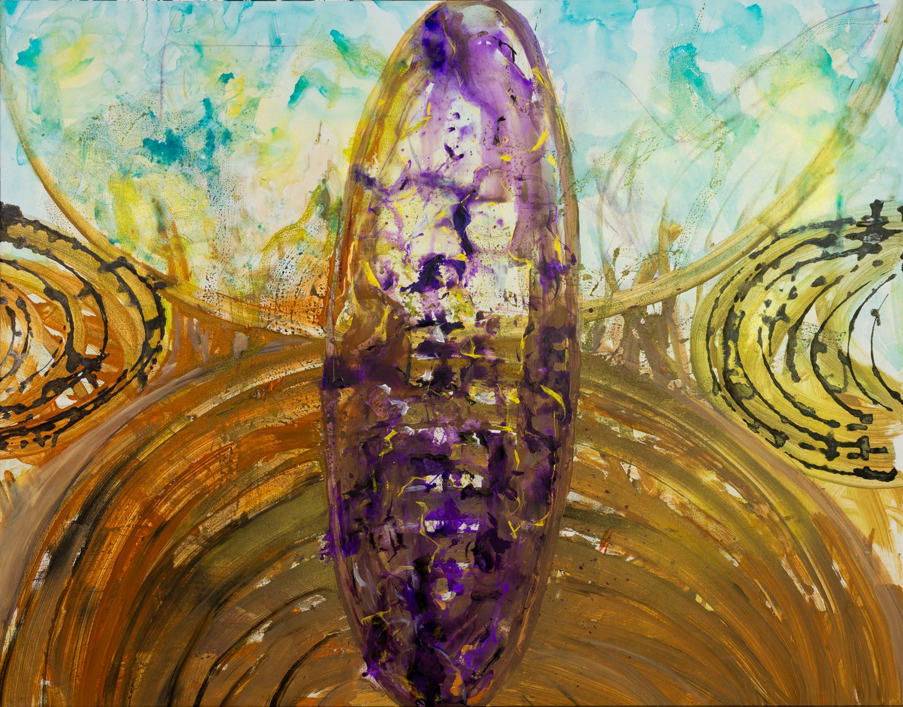 Remembrance, gold, purple, aqua Limited Edition Print by Summer Jiang