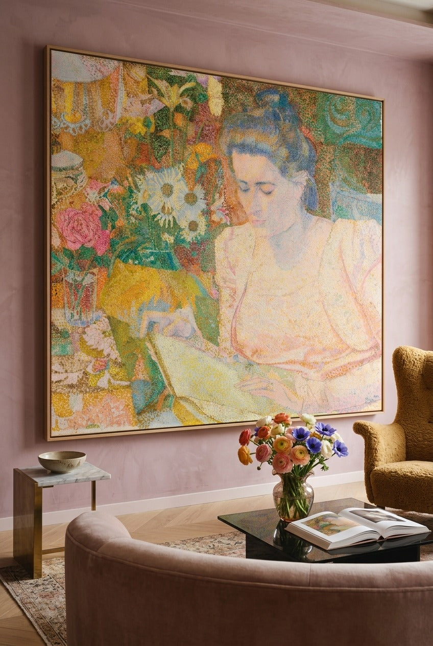 Jan Toorop | Large Yellow White Symbolist Canvas Wall Art | Marie Jeanette de Lange