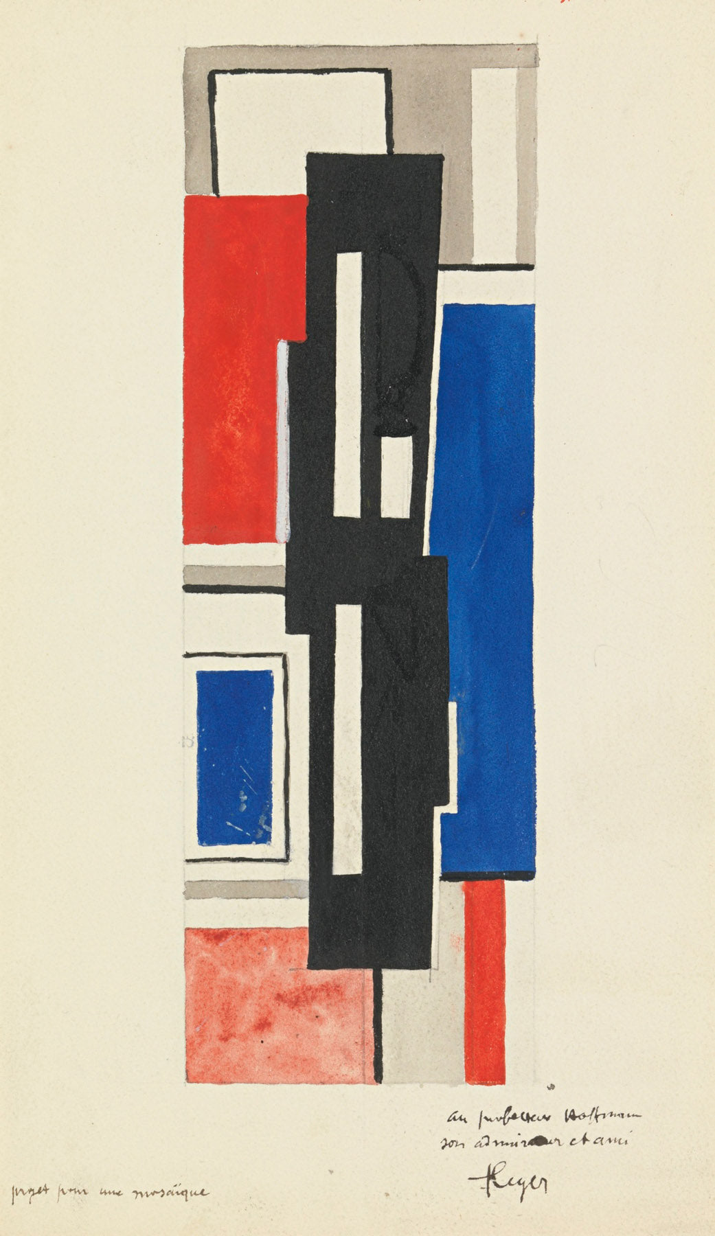 Large blue and white Cubist Abstract canvas print of Projet pour une mosaïque by Fernand Léger