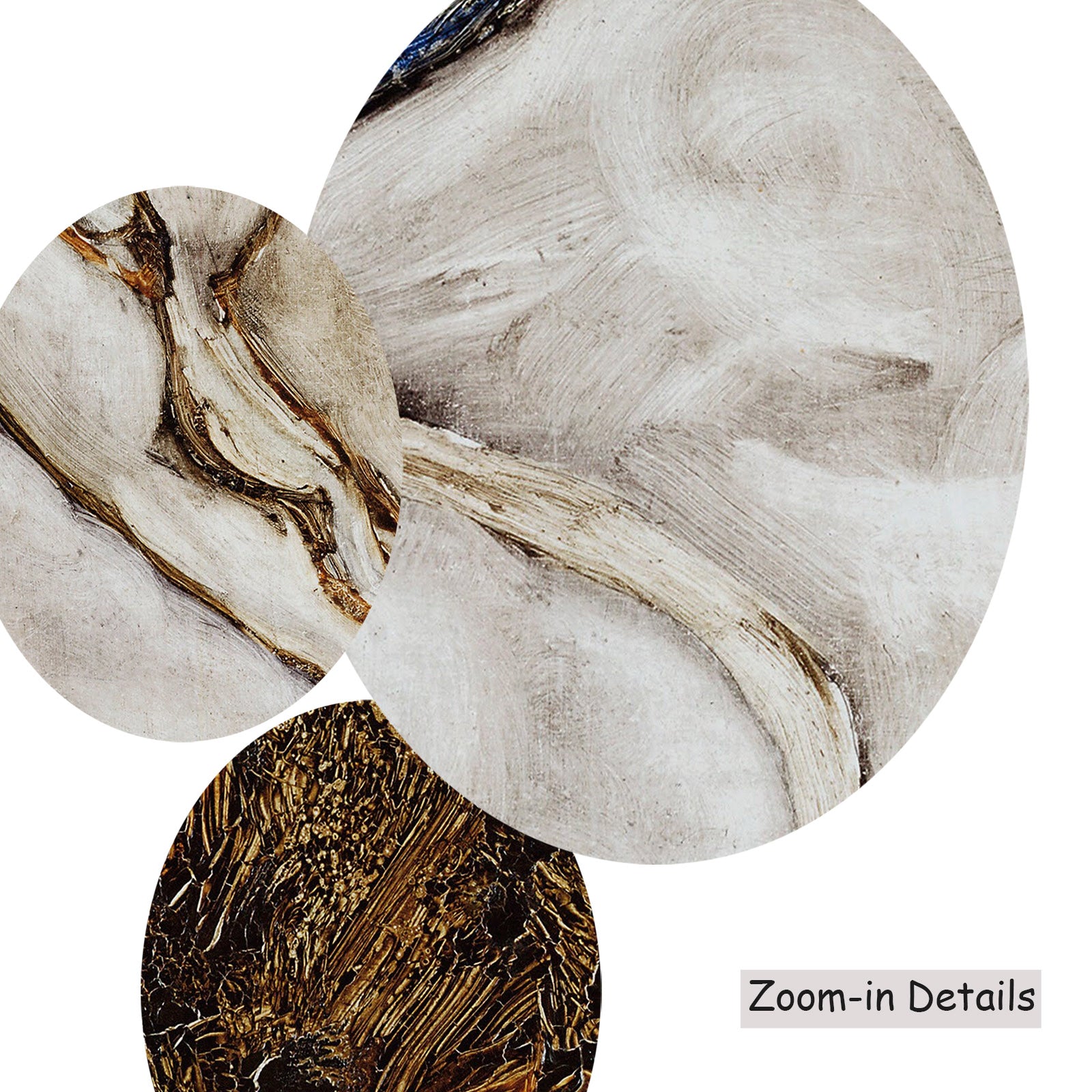 Close-up detail of the brushwork on Small Tree in Late Autumn, a large brown and white Expressionist Abstract canvas by Egon