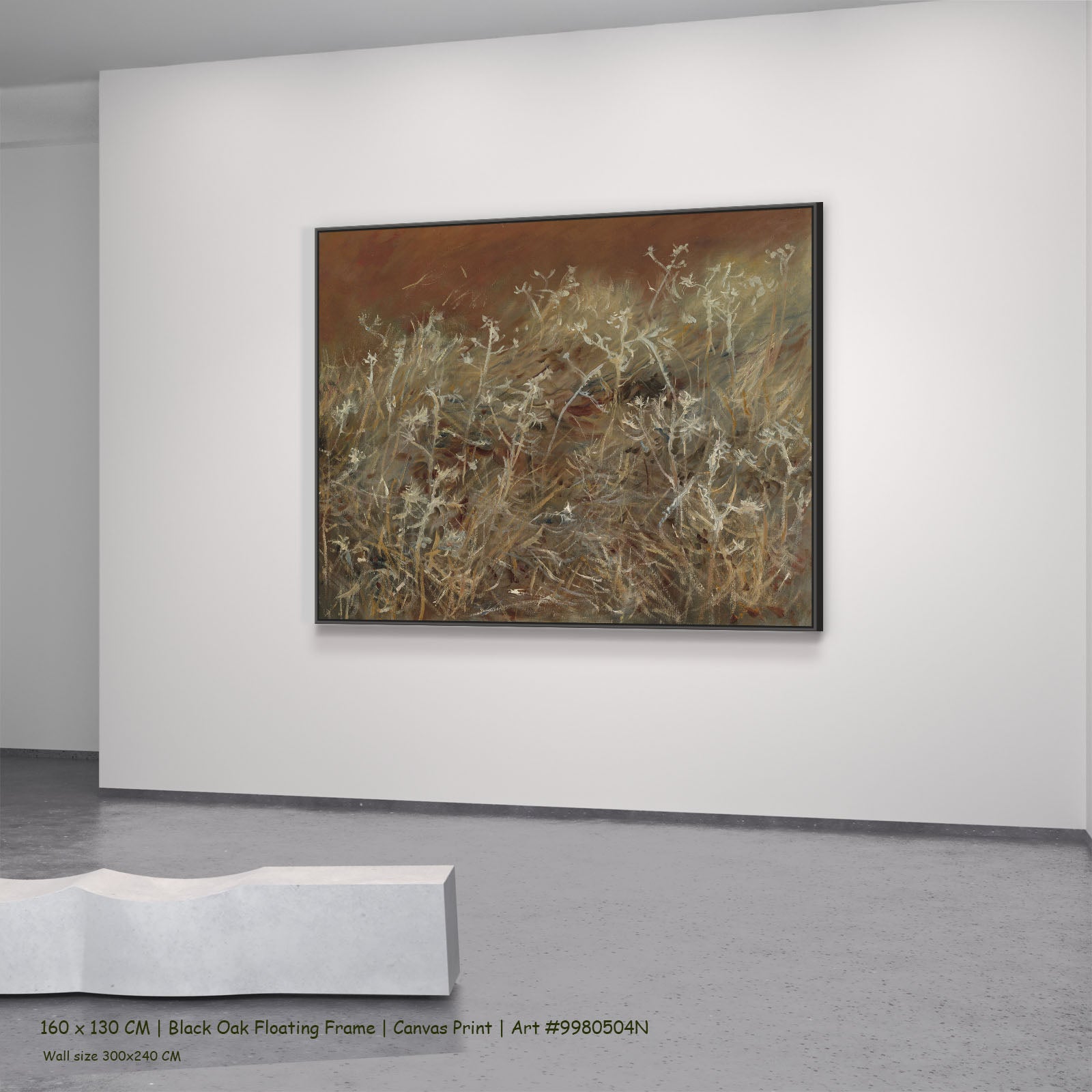 Thistles by John Singer Sargent in a black oak floating frame, large gold and brown Impressionist canvas