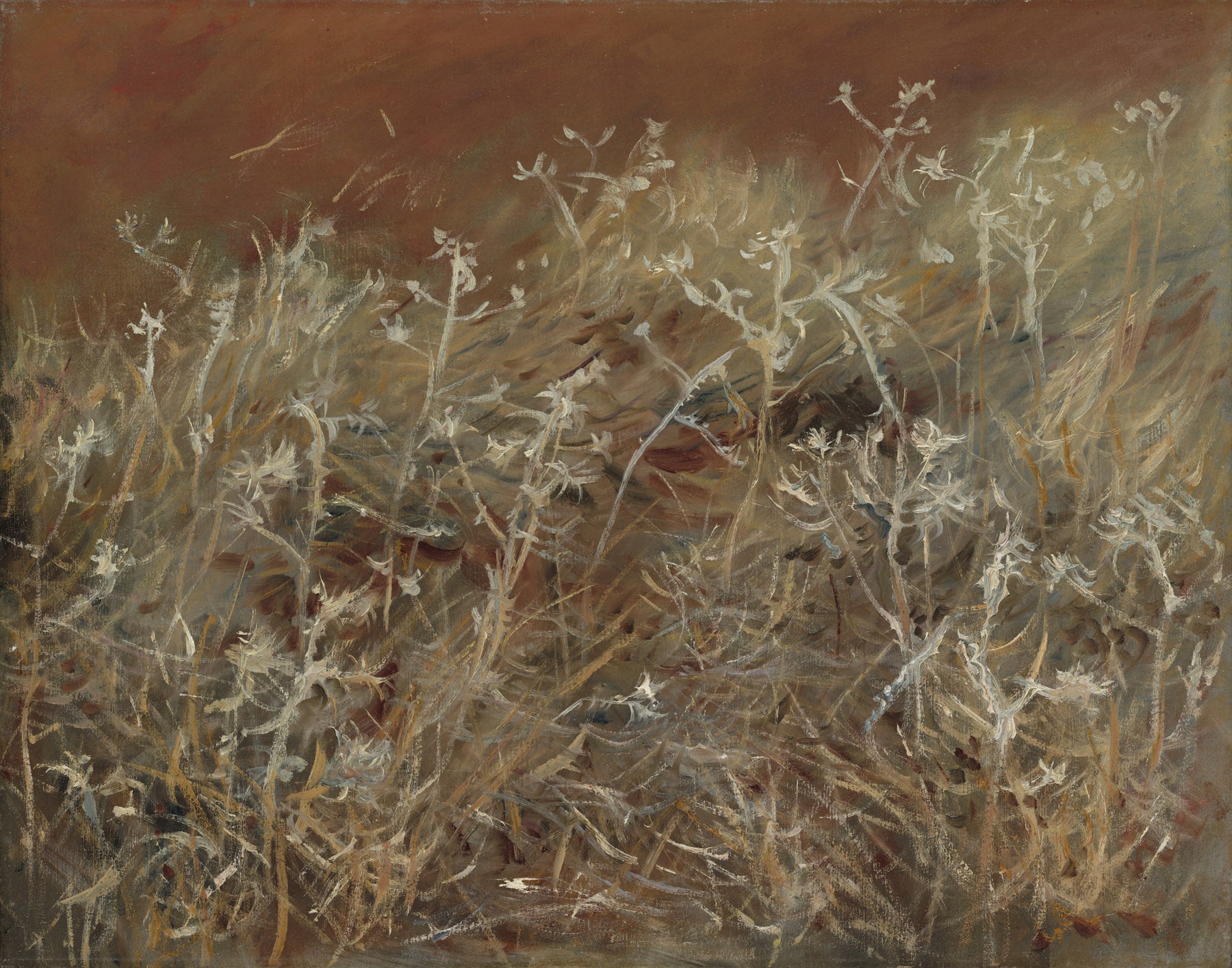 Large gold and brown Impressionist canvas print of Thistles by John Singer Sargent