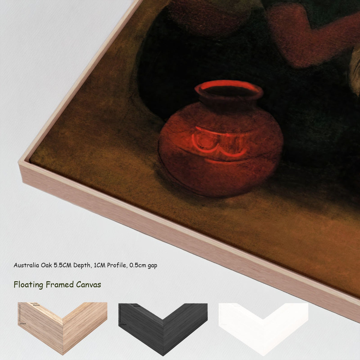 Bride's Toilet by Amrita Sher-Gil in a floating frame, large brown and red Modernist canvas print