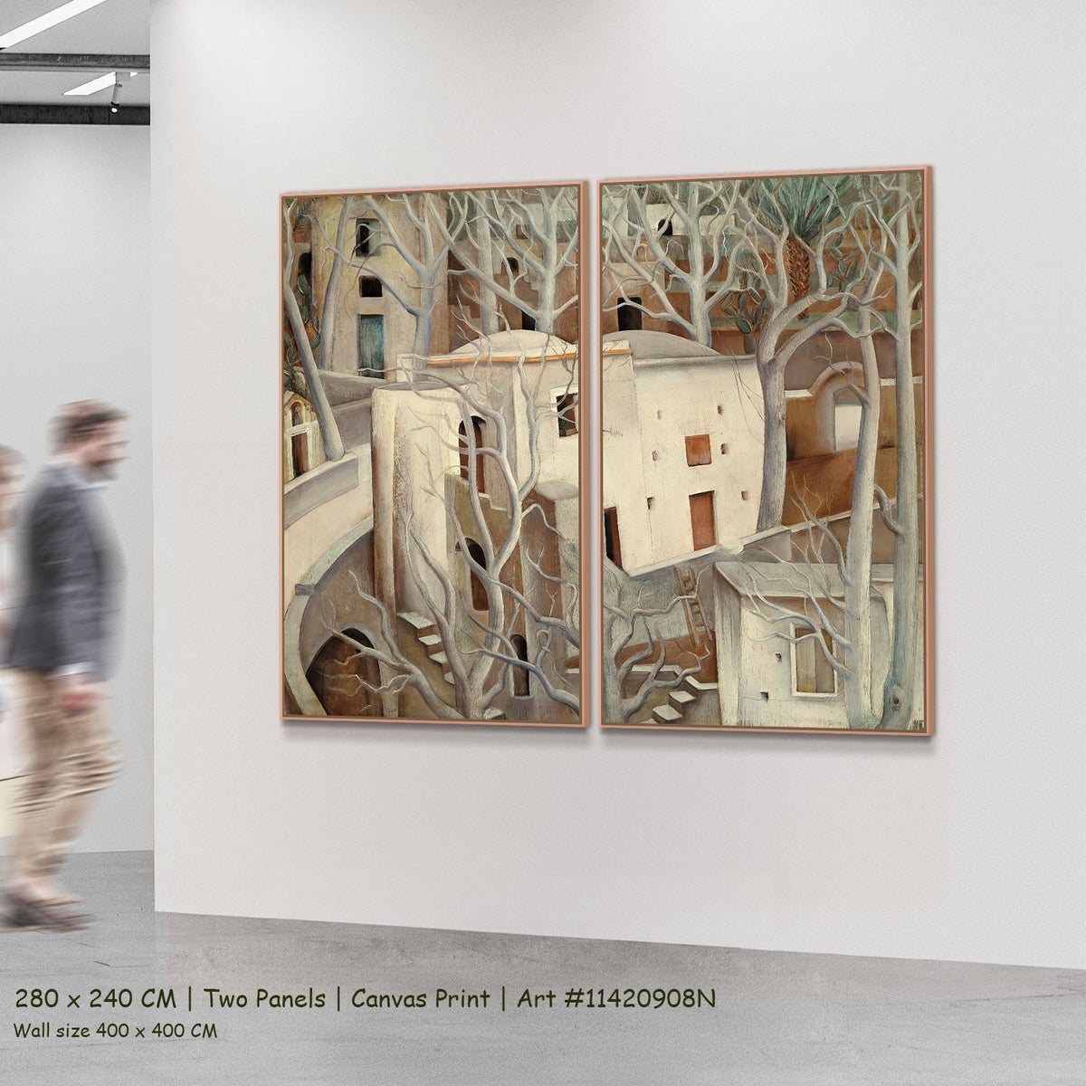 White Trees by Anita Rée as a large two-panel brown and white Landscape canvas set