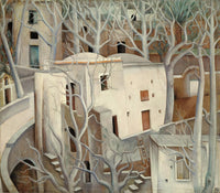 Large brown and white Landscape canvas print of White Trees by Anita Rée