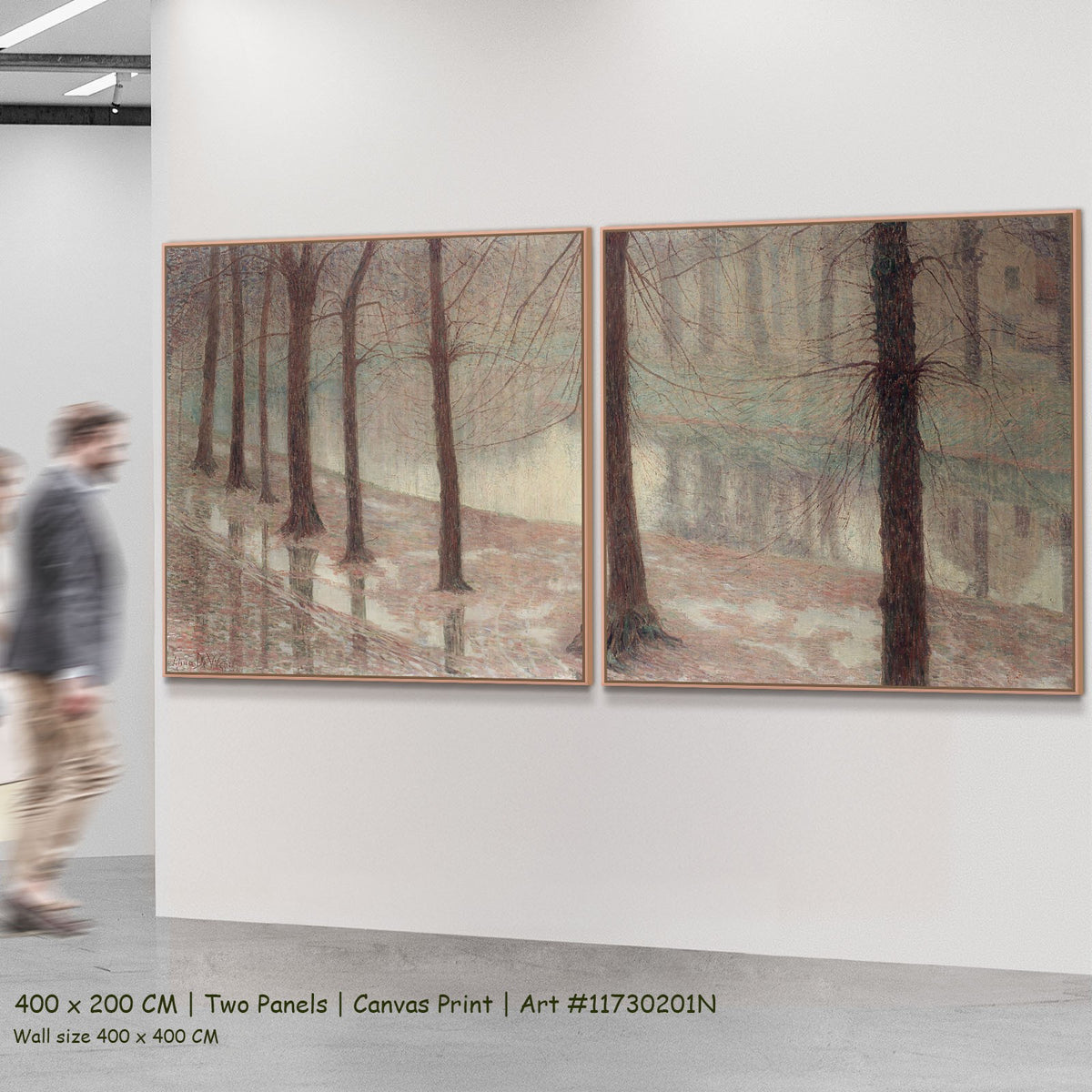 The Coupure in Ghent by Anna De Weert as a large two-panel pink and brown Impressionist canvas set