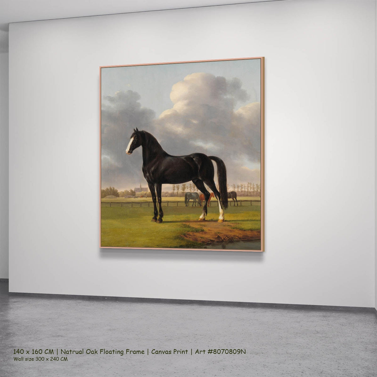 Anthony Oberman — Adriaan van der Hoop's Trotter "De Vlugge" Equestrian canvas wall art in a natural oak floating frame,…