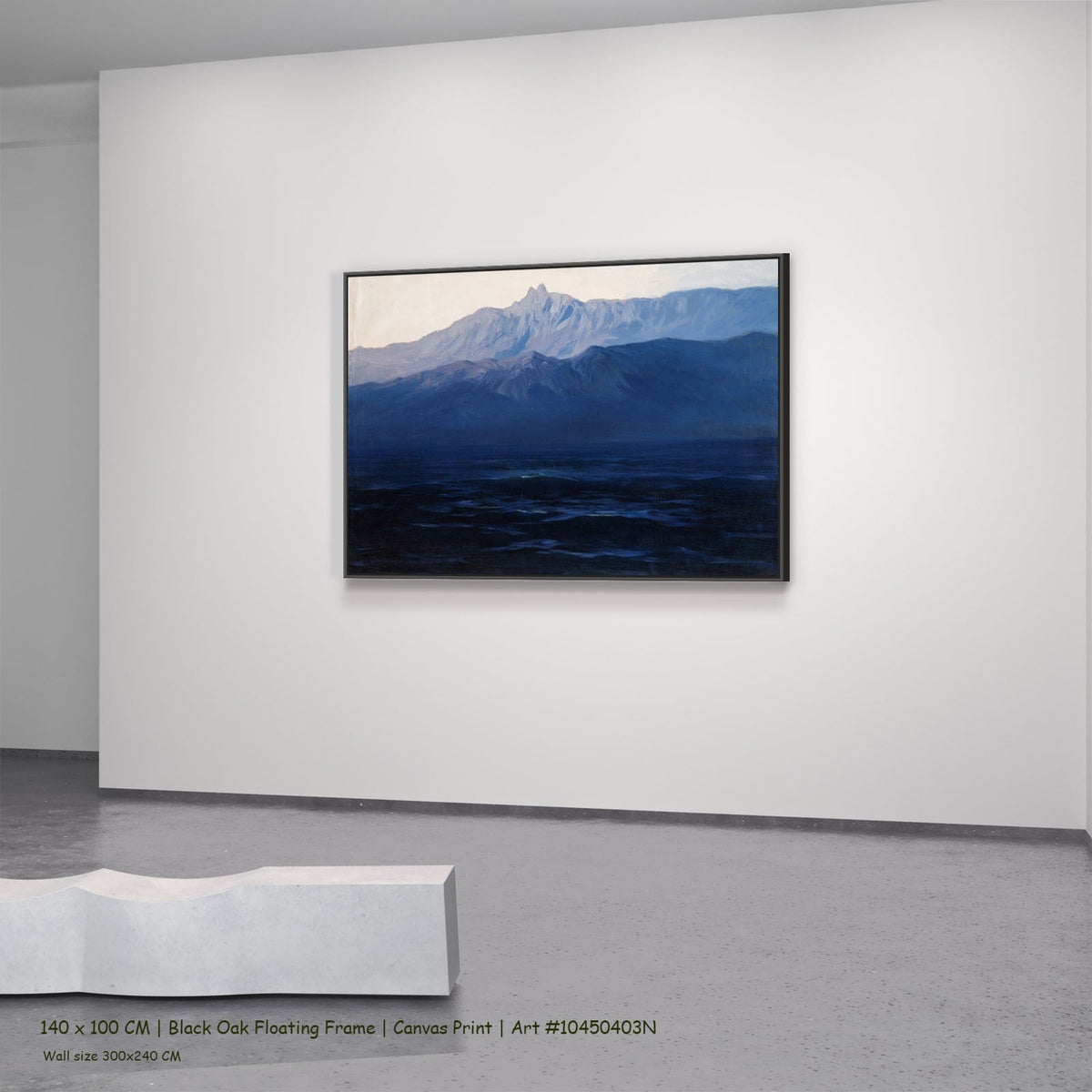 Ai-Petri. Crimea by Arkhip Kuindzhi in a black oak floating frame, large blue and grey Landscape canvas