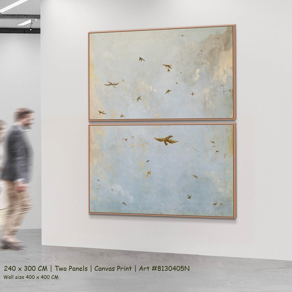 attributed to Nicolaes Piemont — Ceiling of a Cloudy Sky with Birds Clouds two-panel canvas wall art set, 240 × 300 cm