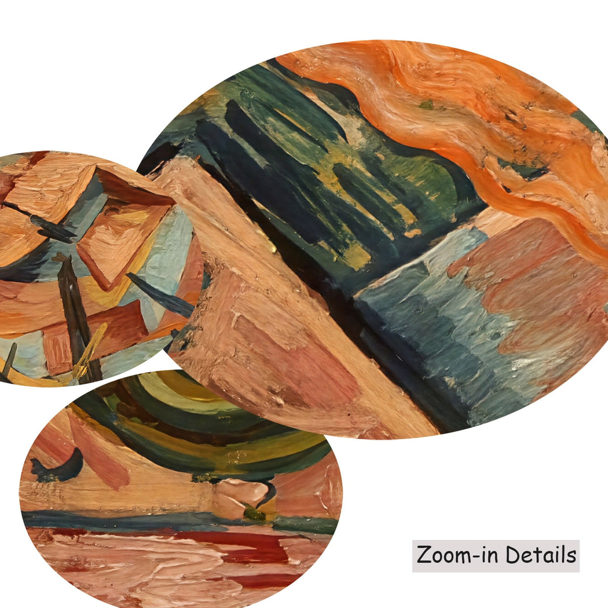 Bohumil Kubišta — Close-up detail of the brushwork on Fakir Taming Snakes, a large orange and green Expressionist…