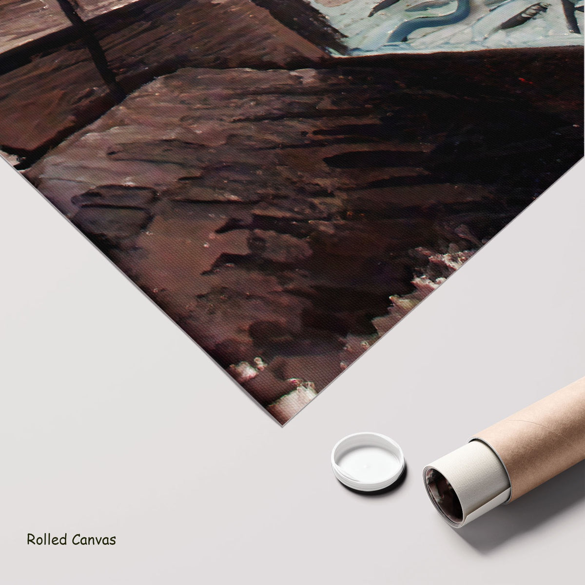 Waterfall in the Alps by Bohumil Kubišta as a large rolled brown and white Cubist canvas print