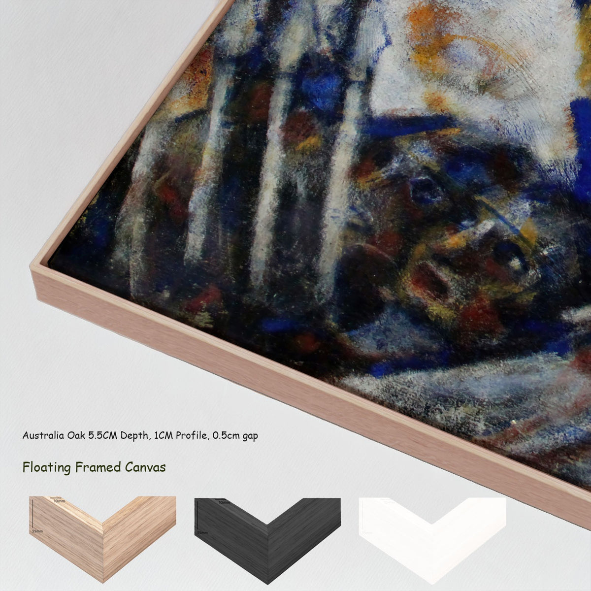 The Prophet by Christian Rohlfs in a floating frame, large blue and white Expressionist canvas print