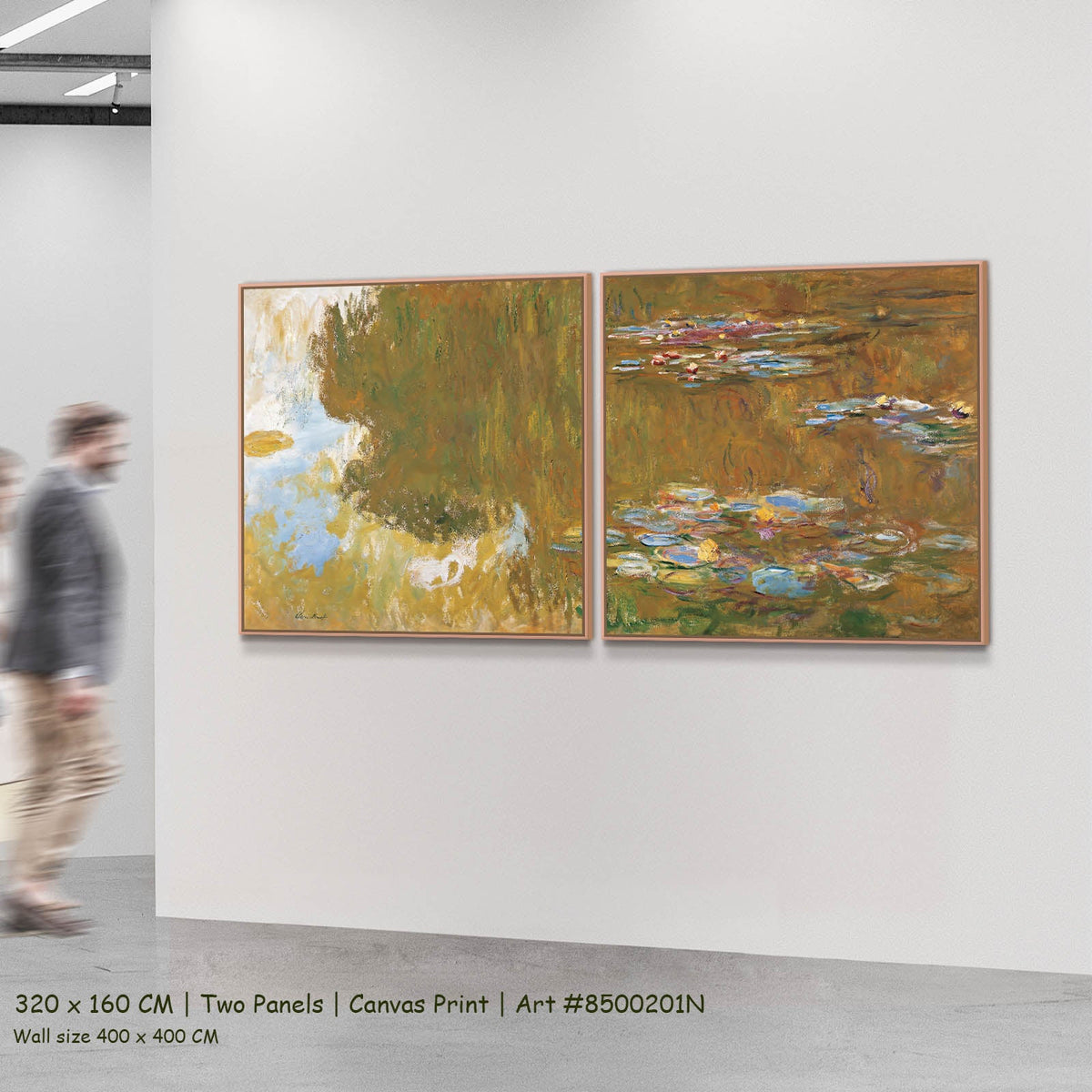 Claude Monet — The Water Lily Pond Landscape two-panel canvas wall art set, 320 × 160 cm