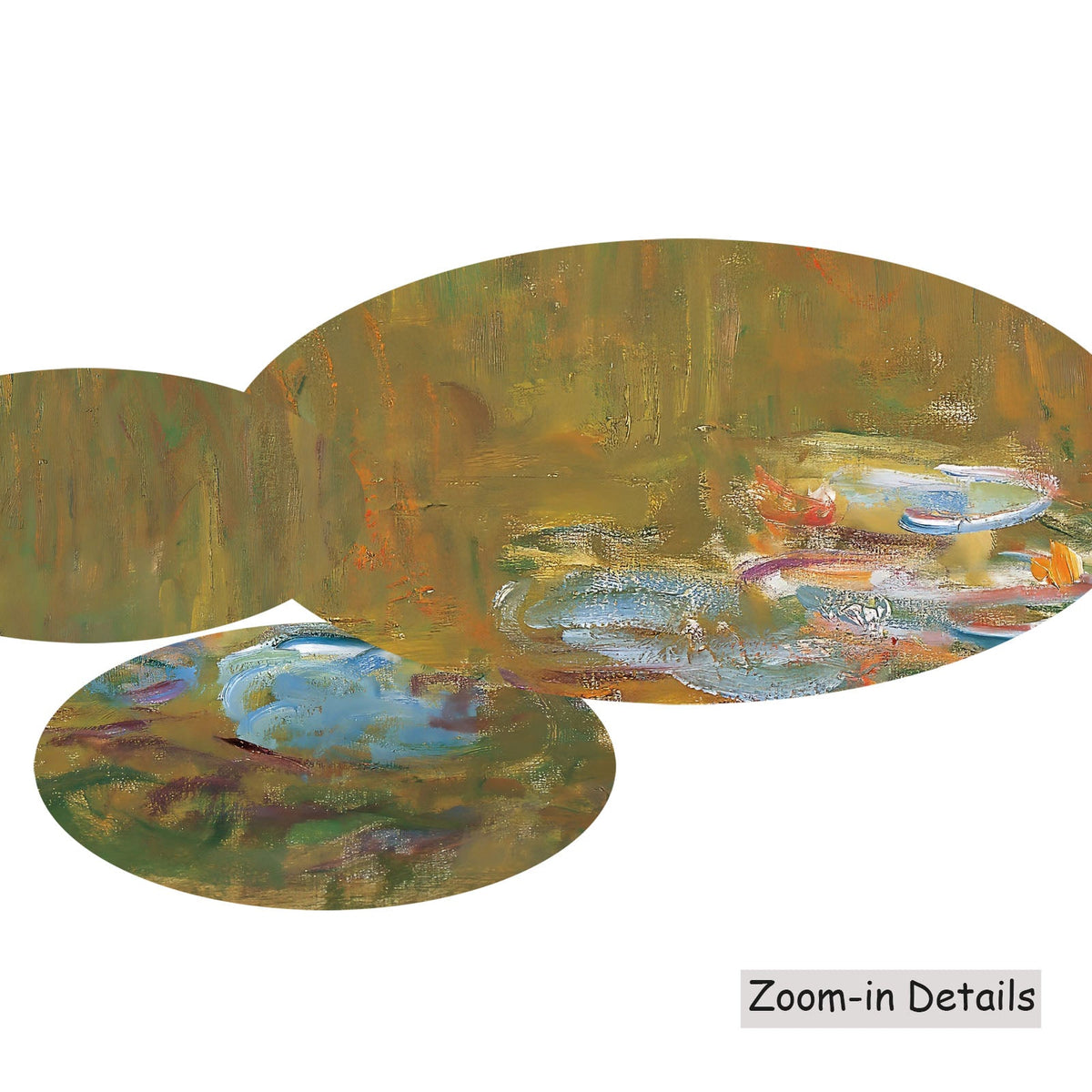 Claude Monet — The Water Lily Pond canvas — close-up detail of the framed canvas print