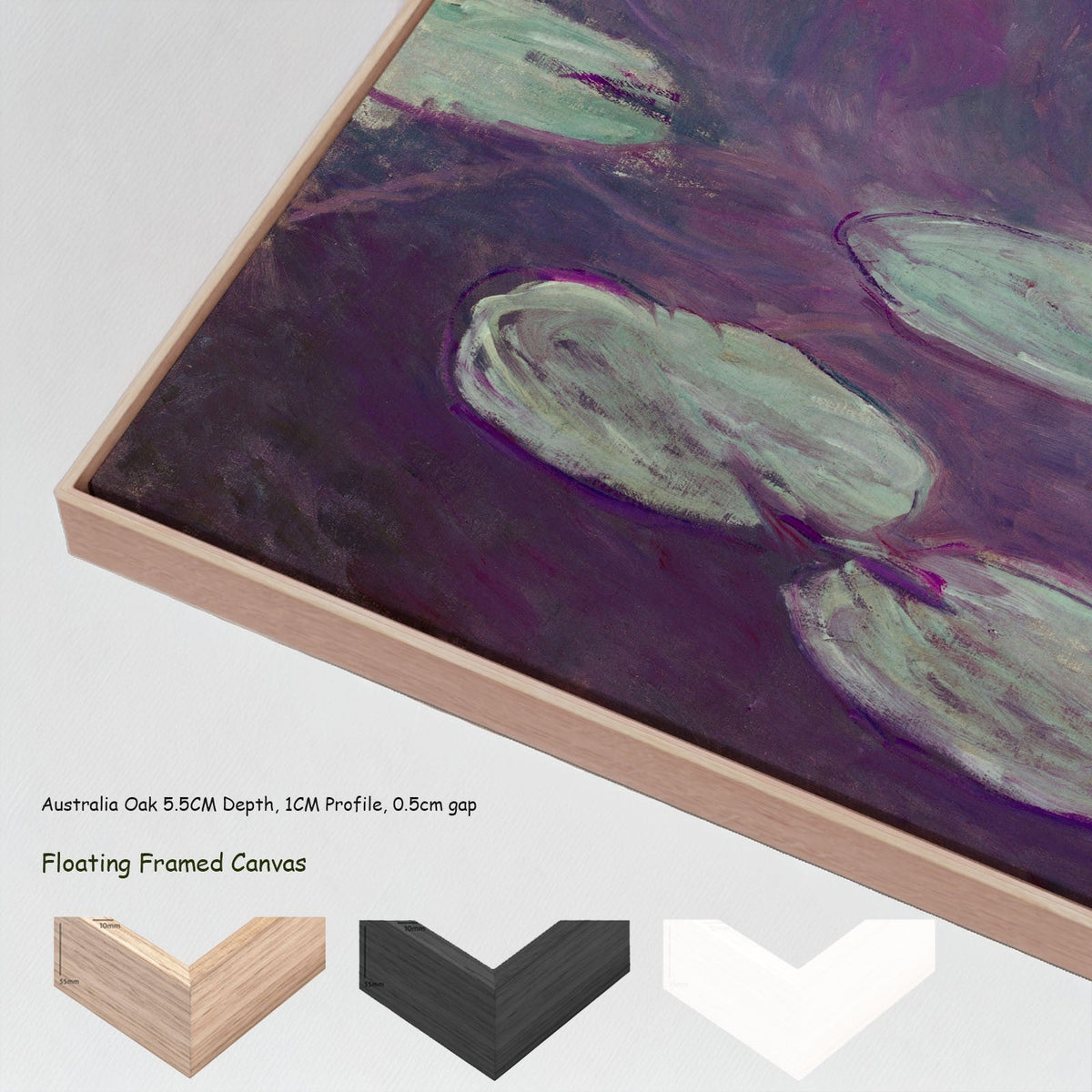 Claude Monet — Water Lilies (Nymphéas) canvas wall art with floating frame options