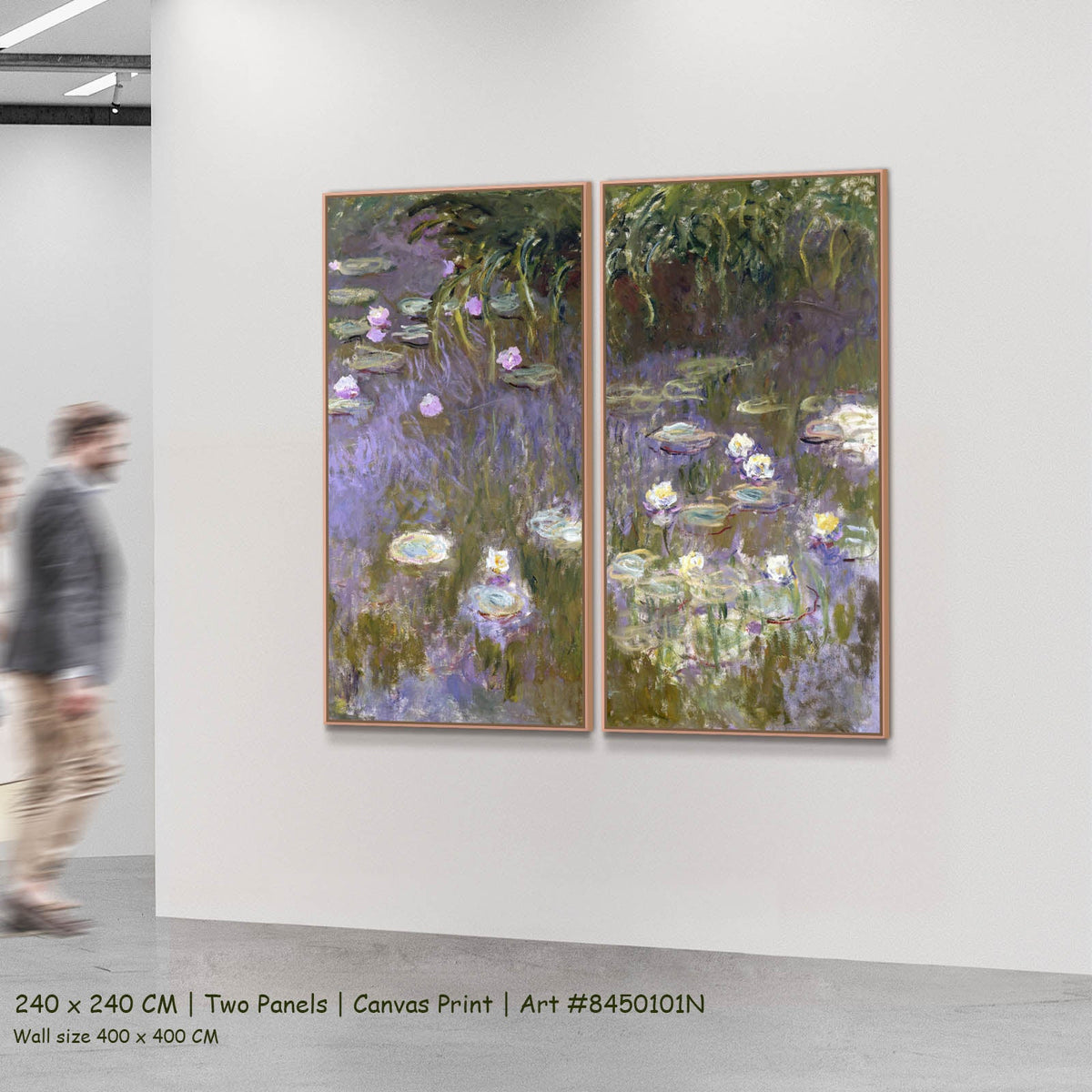 Claude Monet — Water Lilies (Square Composition) Floral two-panel canvas wall art set, 240 × 240 cm