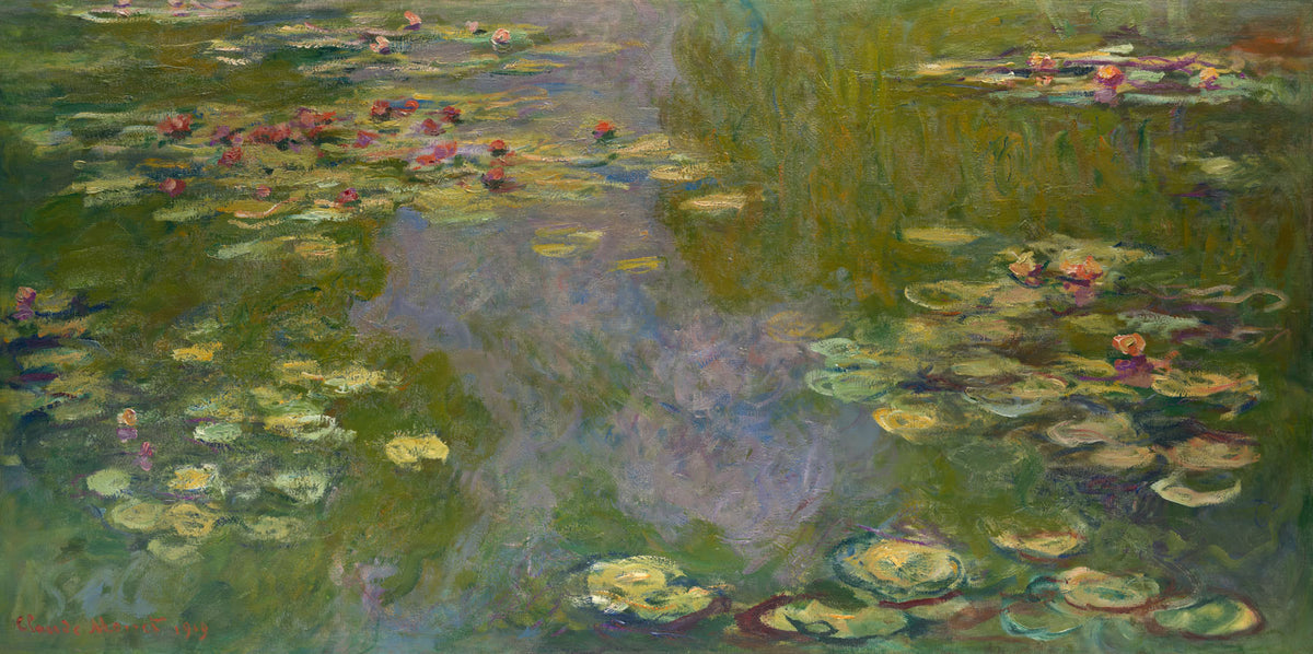 Water Lilies (Wide Panorama) — Panoramic Floral canvas wall art by Claude Monet