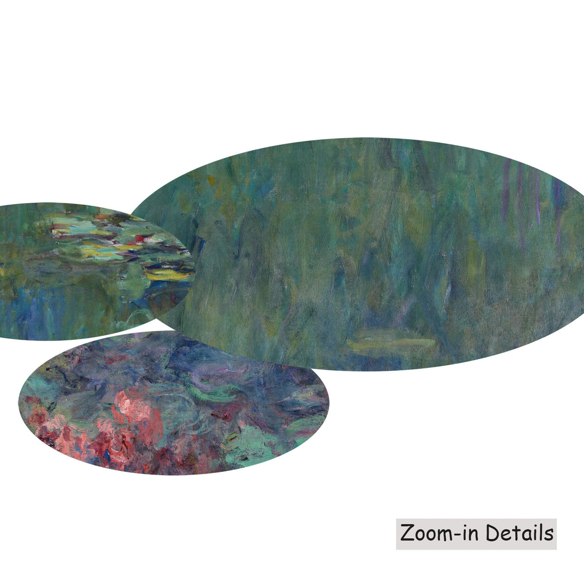 Claude Monet — Water Lilies (Panoramic) canvas — close-up detail of the framed canvas print