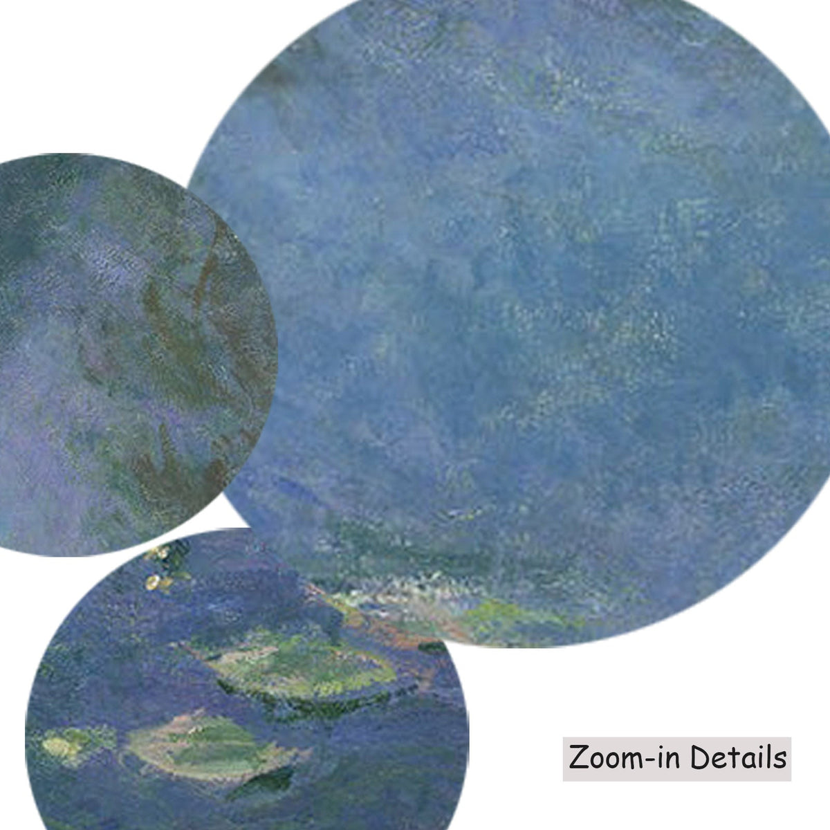 Claude Monet, Water Lilies — detail mockup, large canvas print