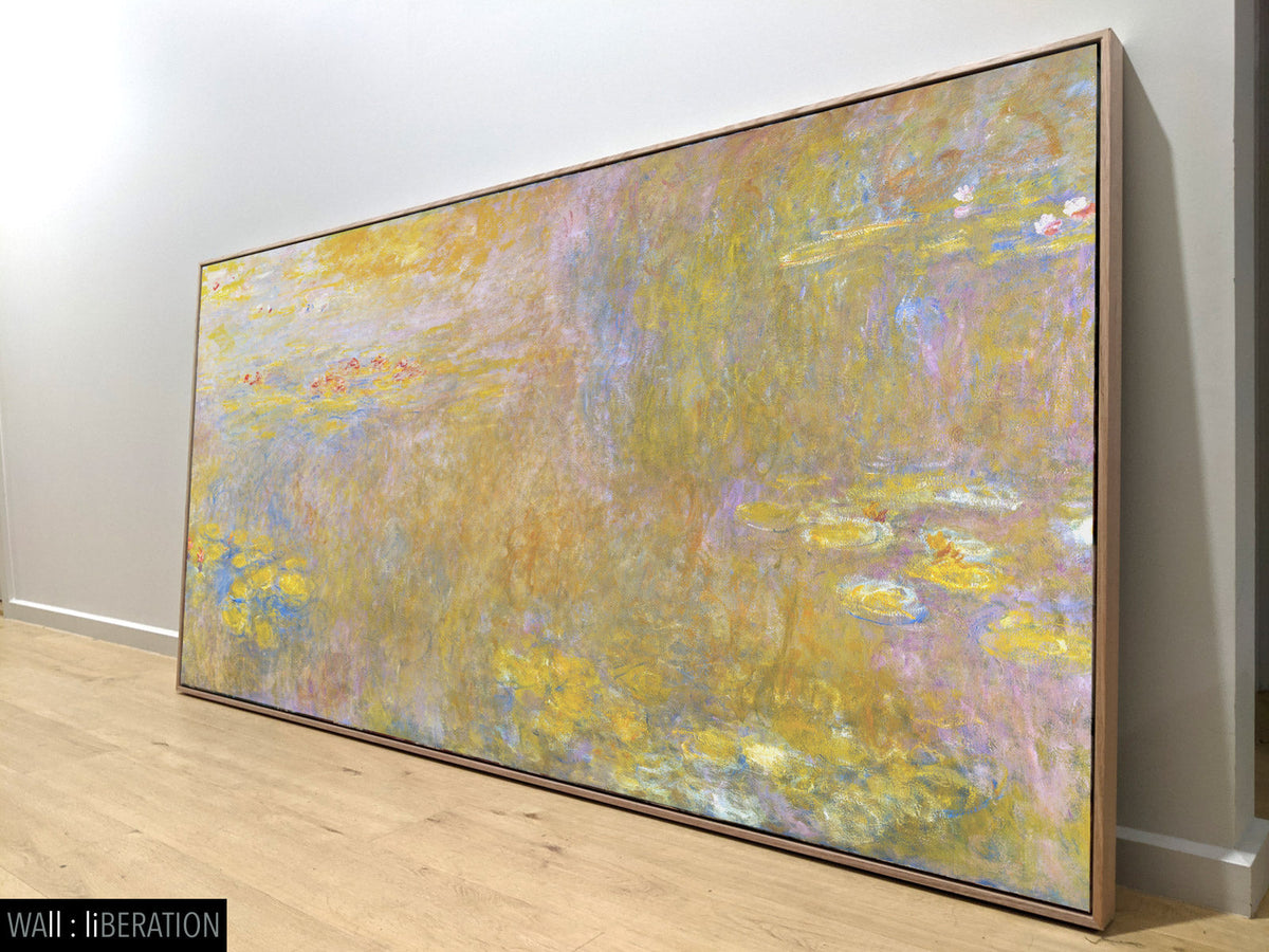 Claude Monet — Water Lilies canvas — close-up detail of the framed canvas print