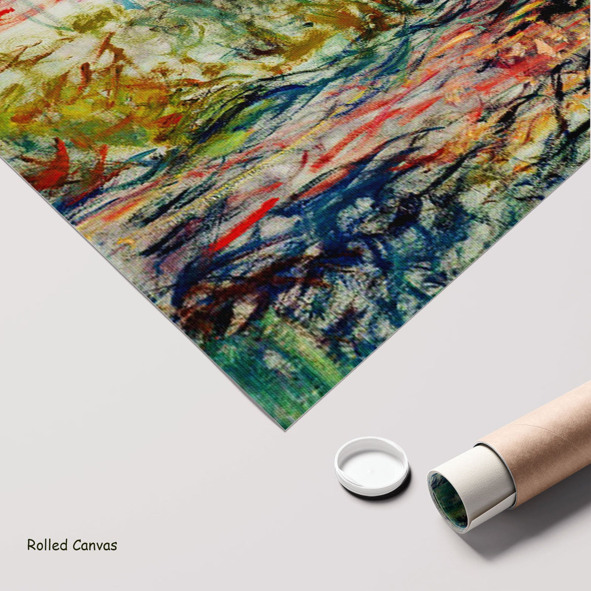 Claude Monet, Water Lilies — rolled mockup, large canvas print