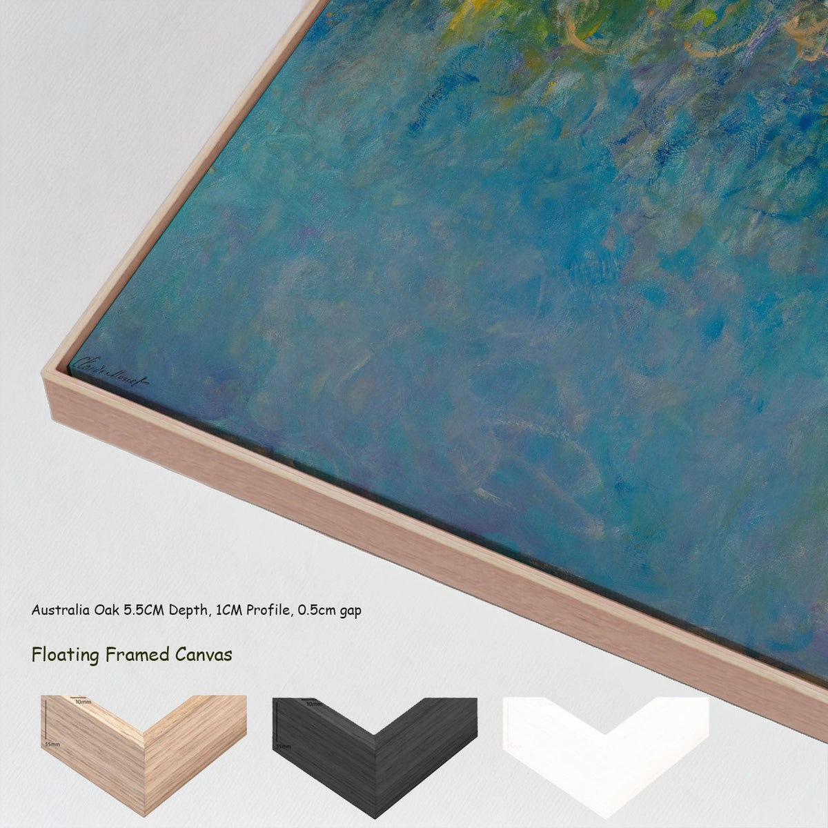 Claude Monet — Wisteria canvas wall art with floating frame options