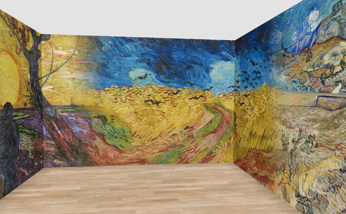 Provence Wall Mural — rendered in a 12 m room at 270 cm ceiling