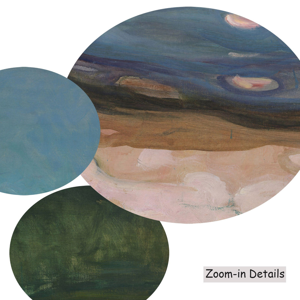 Close-up detail of the brushwork on Moonlight, a large blue and green Expressionist canvas by Edvard Munch