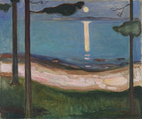 Large blue and green Expressionist canvas print of Moonlight by Edvard Munch