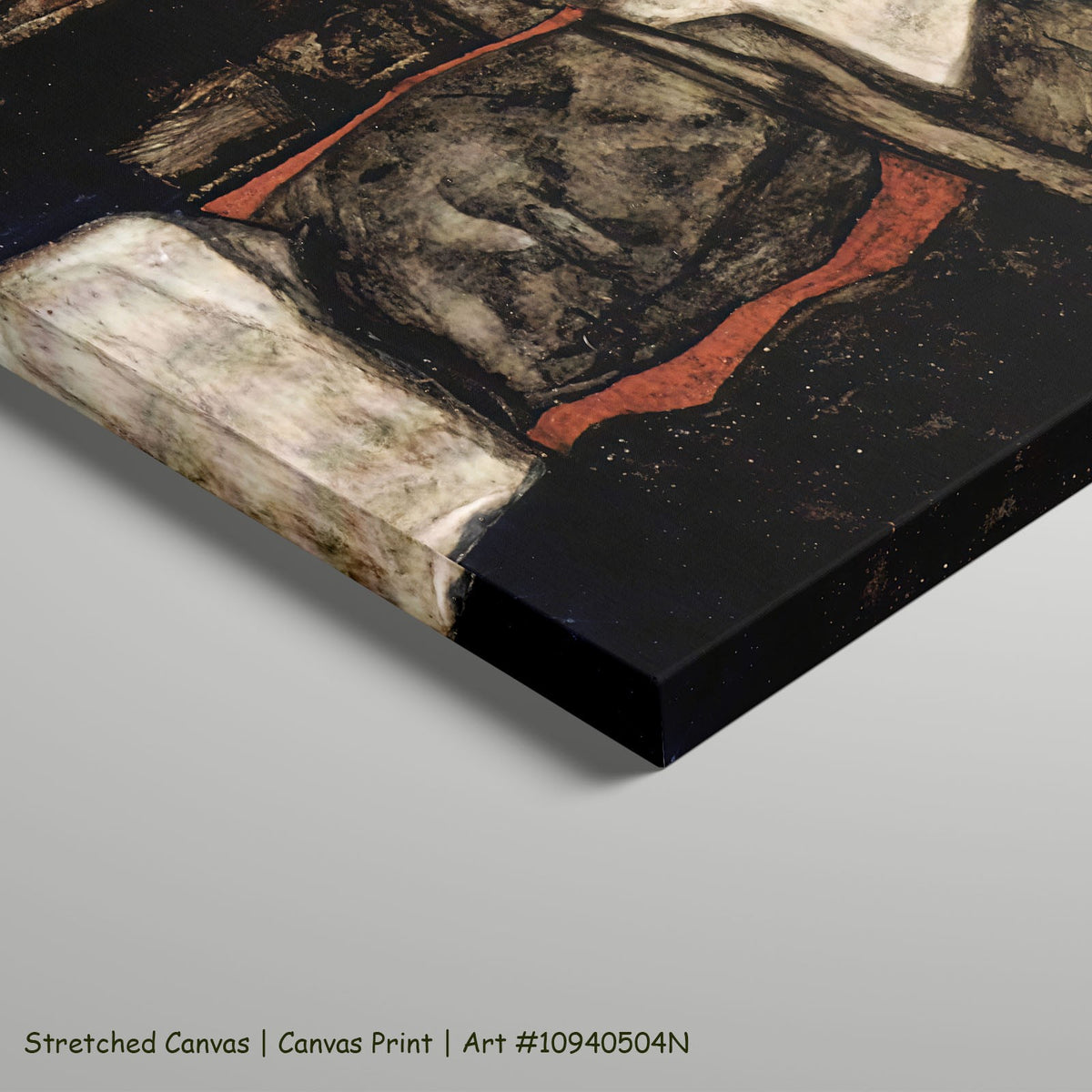 Blind Mother, or The Mother by Egon Schiele as a large stretched brown and white Expressionist canvas print