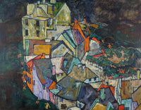 Crescent of Houses — Cityscape canvas wall art by Egon Schiele