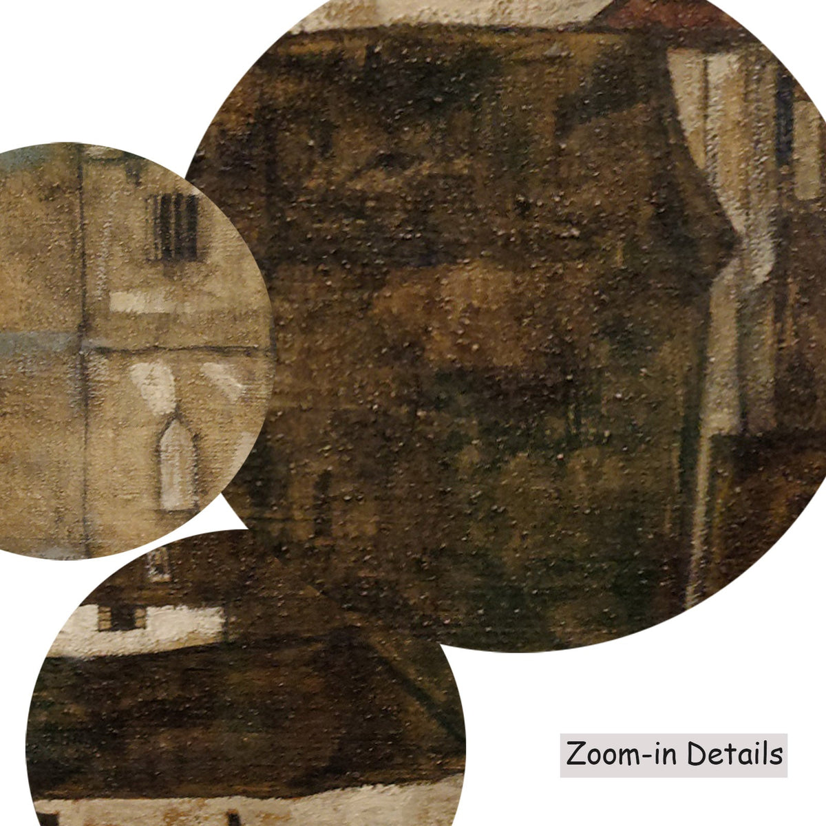 Egon Schiele — Close-up detail of the brushwork on Stein on the Danube II, a large brown and olive Expressionist Abstract…